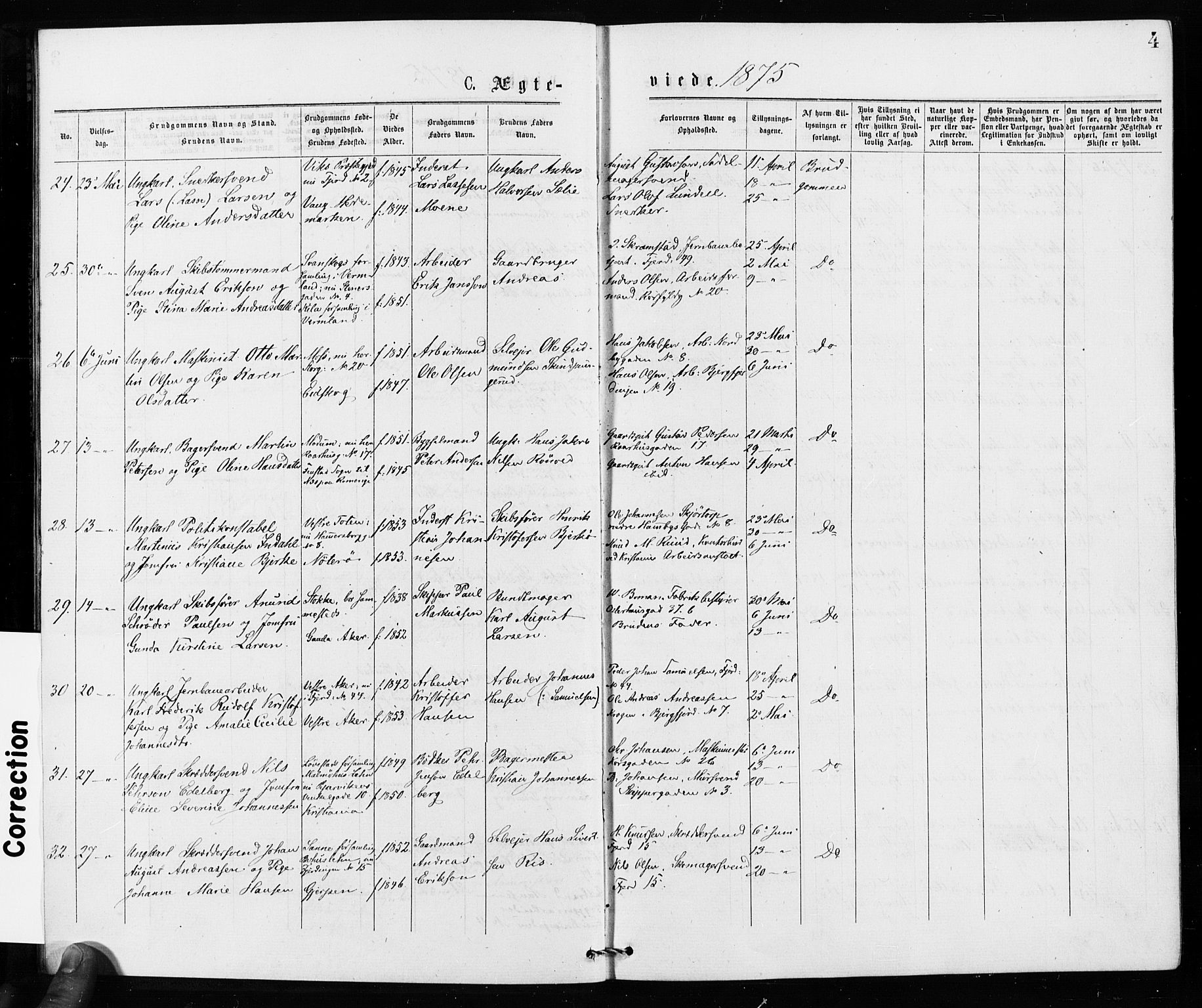 Jakob prestekontor Kirkebøker, AV/SAO-A-10850/F/Fa/L0002: Parish register (official) no. 2, 1875-1879, p. 4