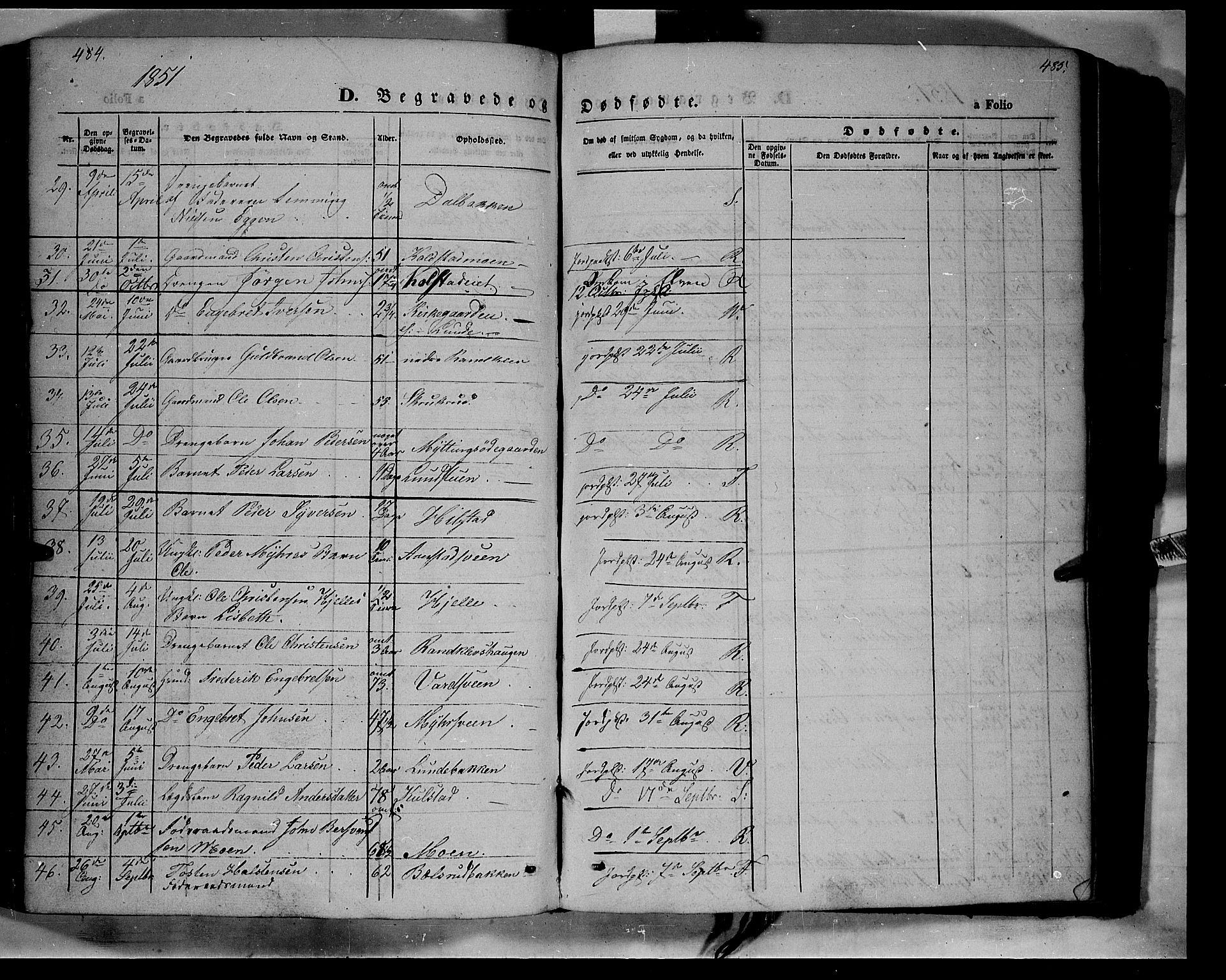 Ringebu prestekontor, AV/SAH-PREST-082/H/Ha/Haa/L0006: Parish register (official) no. 6, 1848-1859, p. 484-485