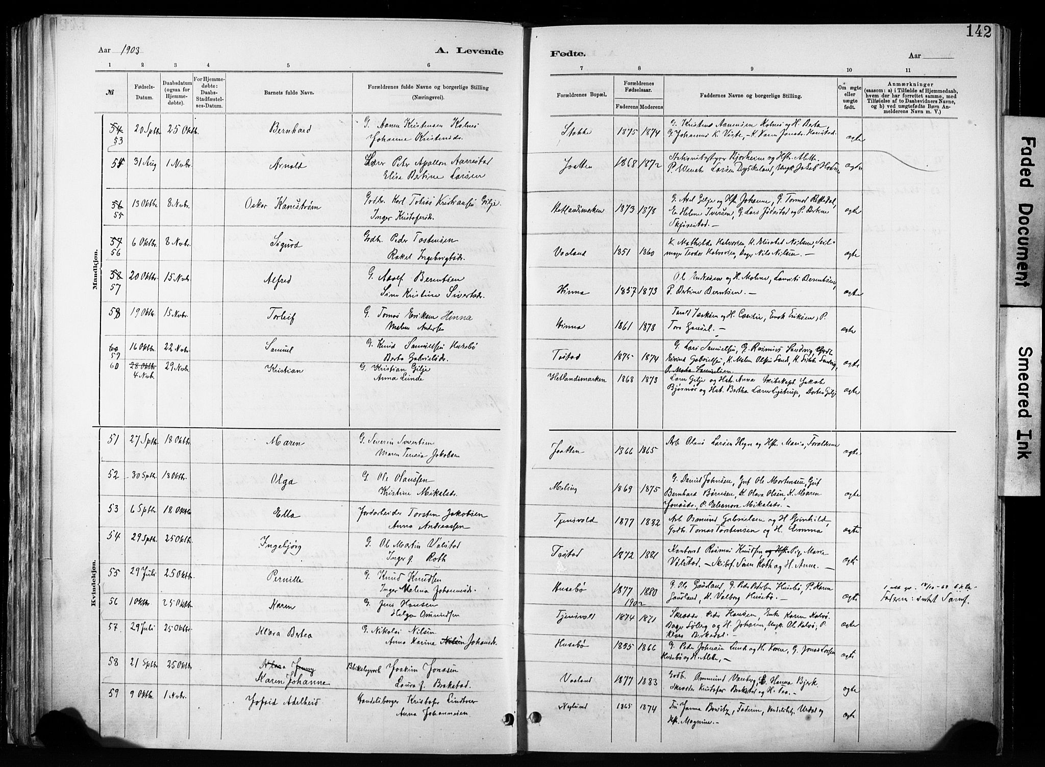 Hetland sokneprestkontor, AV/SAST-A-101826/30/30BA/L0011: Parish register (official) no. A 11, 1884-1911, p. 142