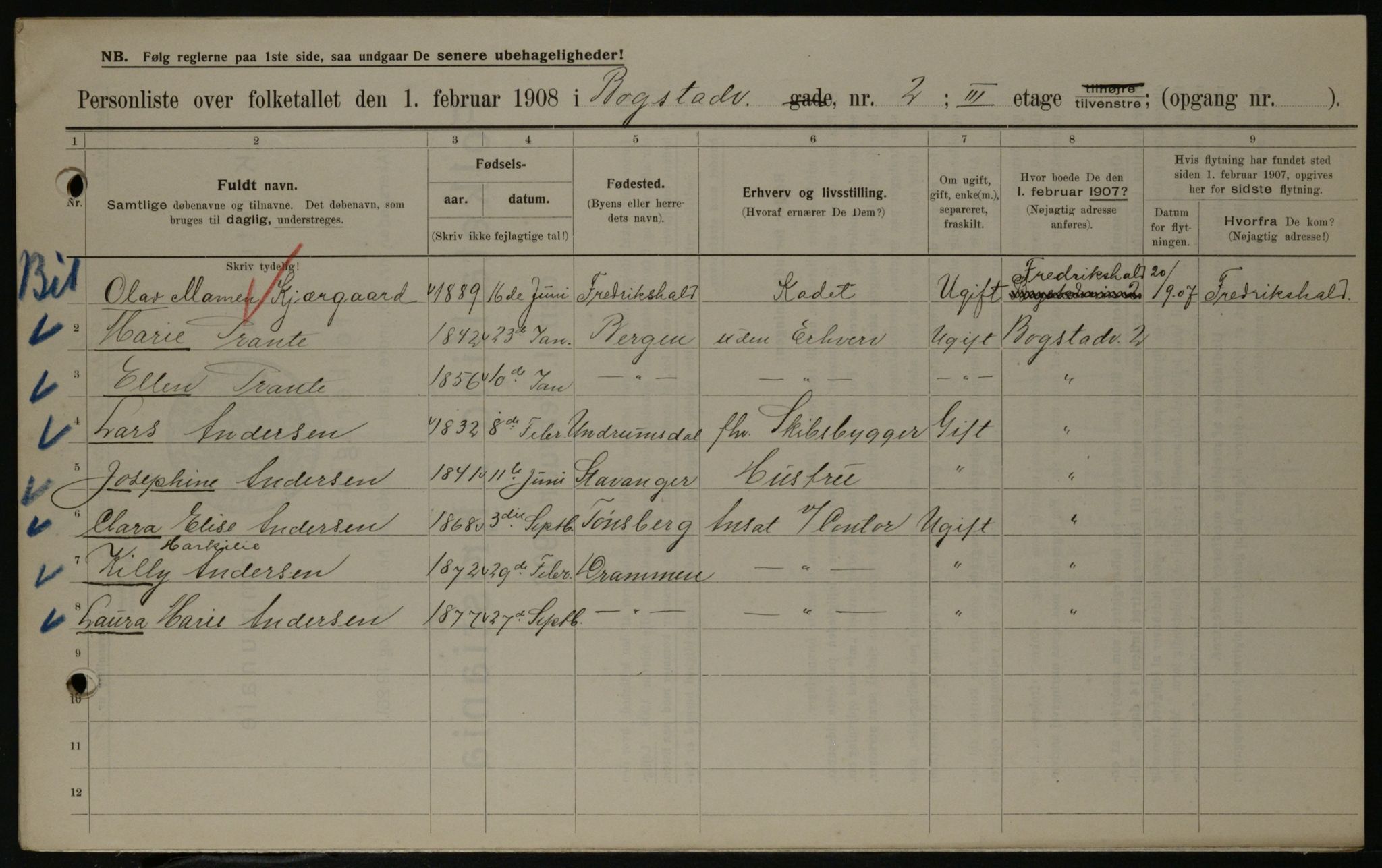 OBA, Municipal Census 1908 for Kristiania, 1908, p. 6623