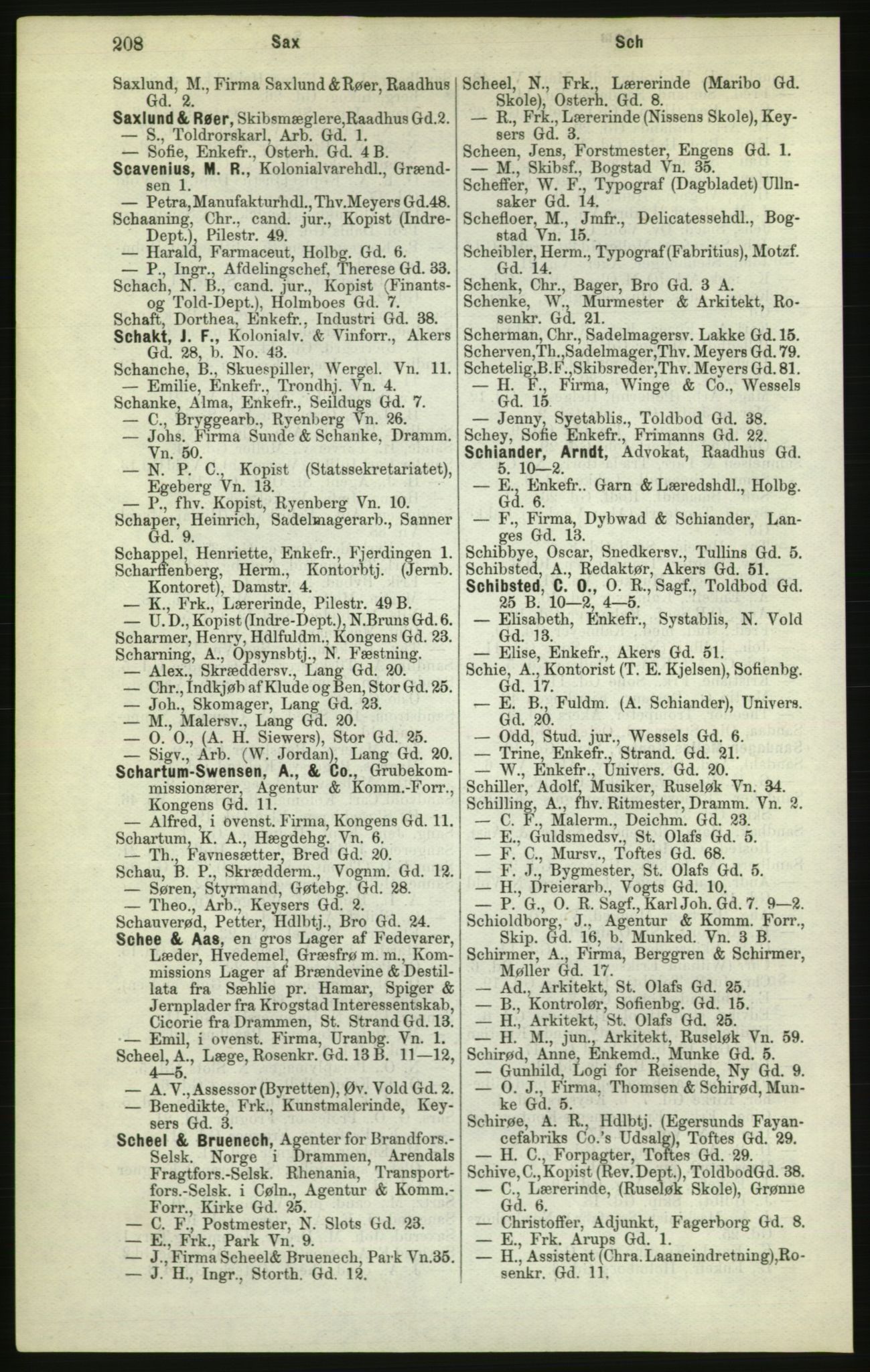 Kristiania/Oslo adressebok, PUBL/-, 1882, p. 208
