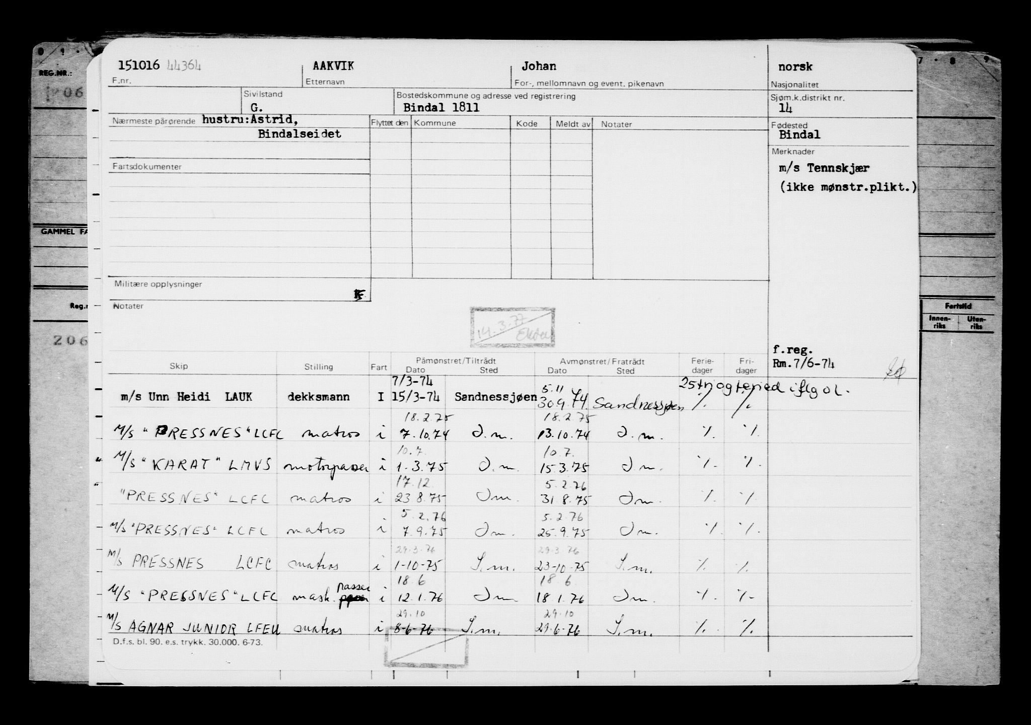 Direktoratet for sjømenn, AV/RA-S-3545/G/Gb/L0143: Hovedkort, 1916, p. 235