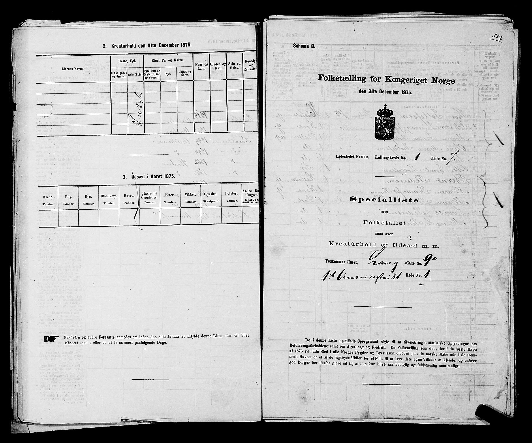 SAKO, 1875 census for 0703P Horten, 1875, p. 46