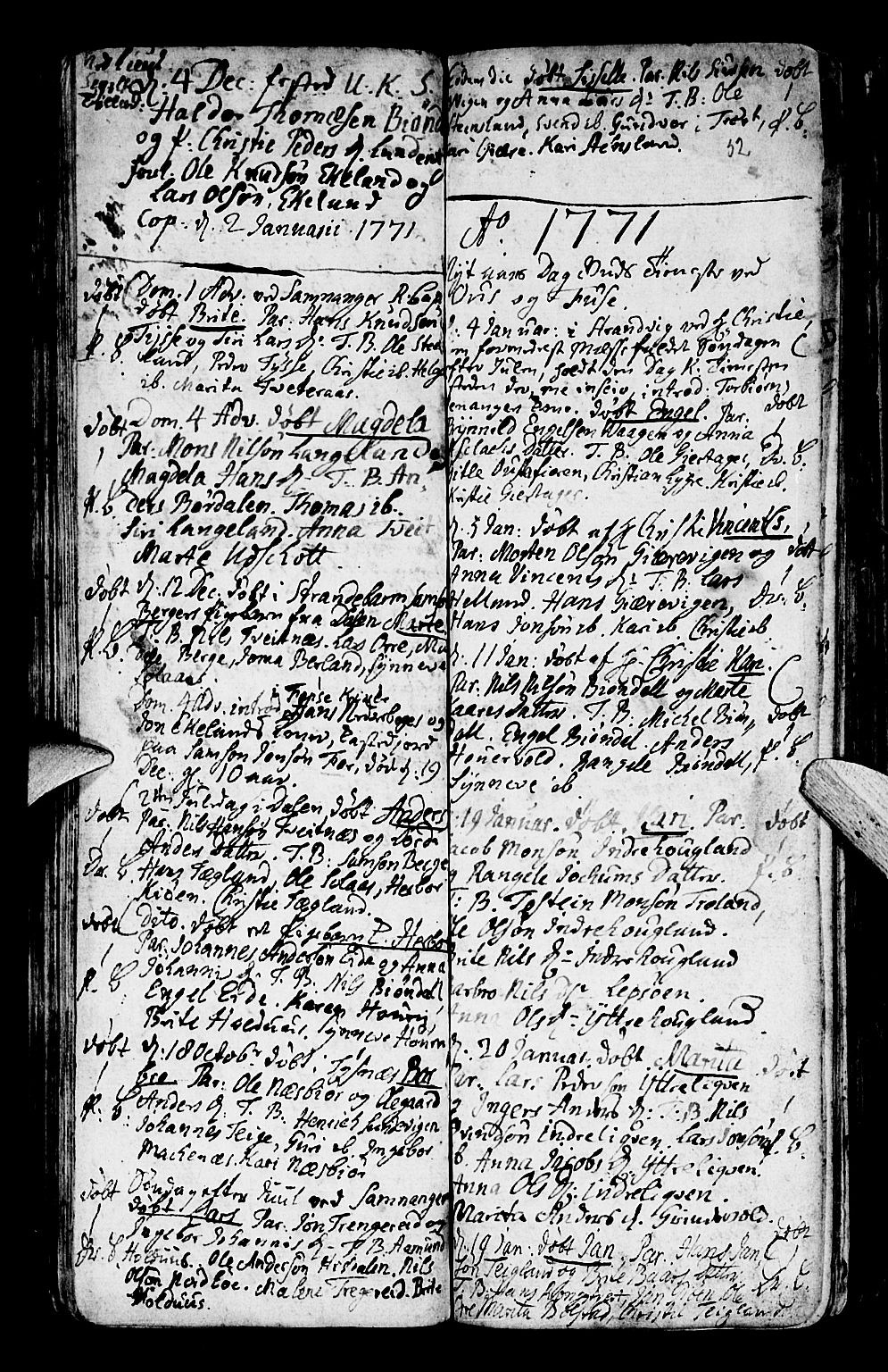Os sokneprestembete, SAB/A-99929: Parish register (official) no. A 9, 1766-1779, p. 52