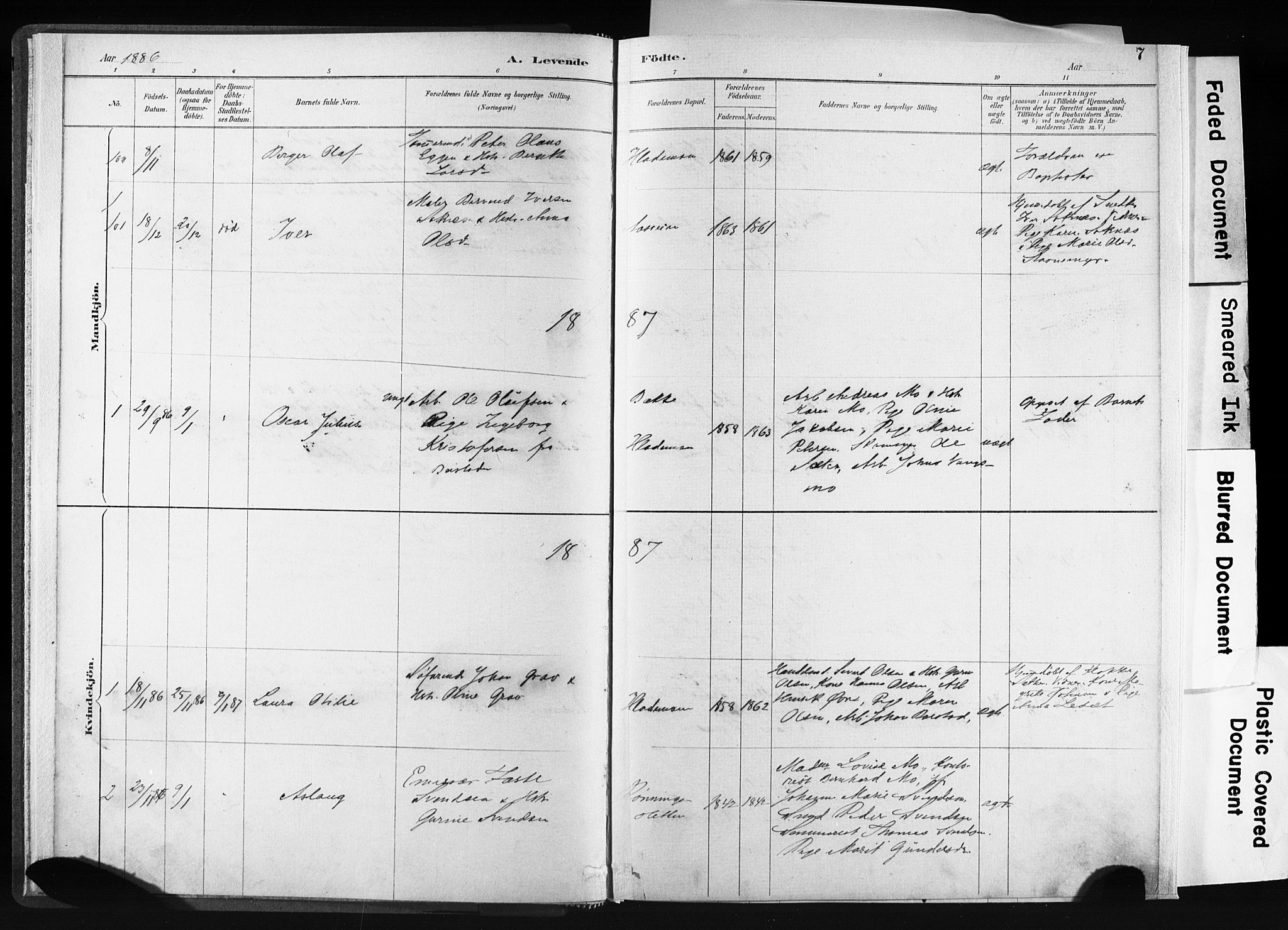 Ministerialprotokoller, klokkerbøker og fødselsregistre - Sør-Trøndelag, SAT/A-1456/606/L0300: Parish register (official) no. 606A15, 1886-1893, p. 7