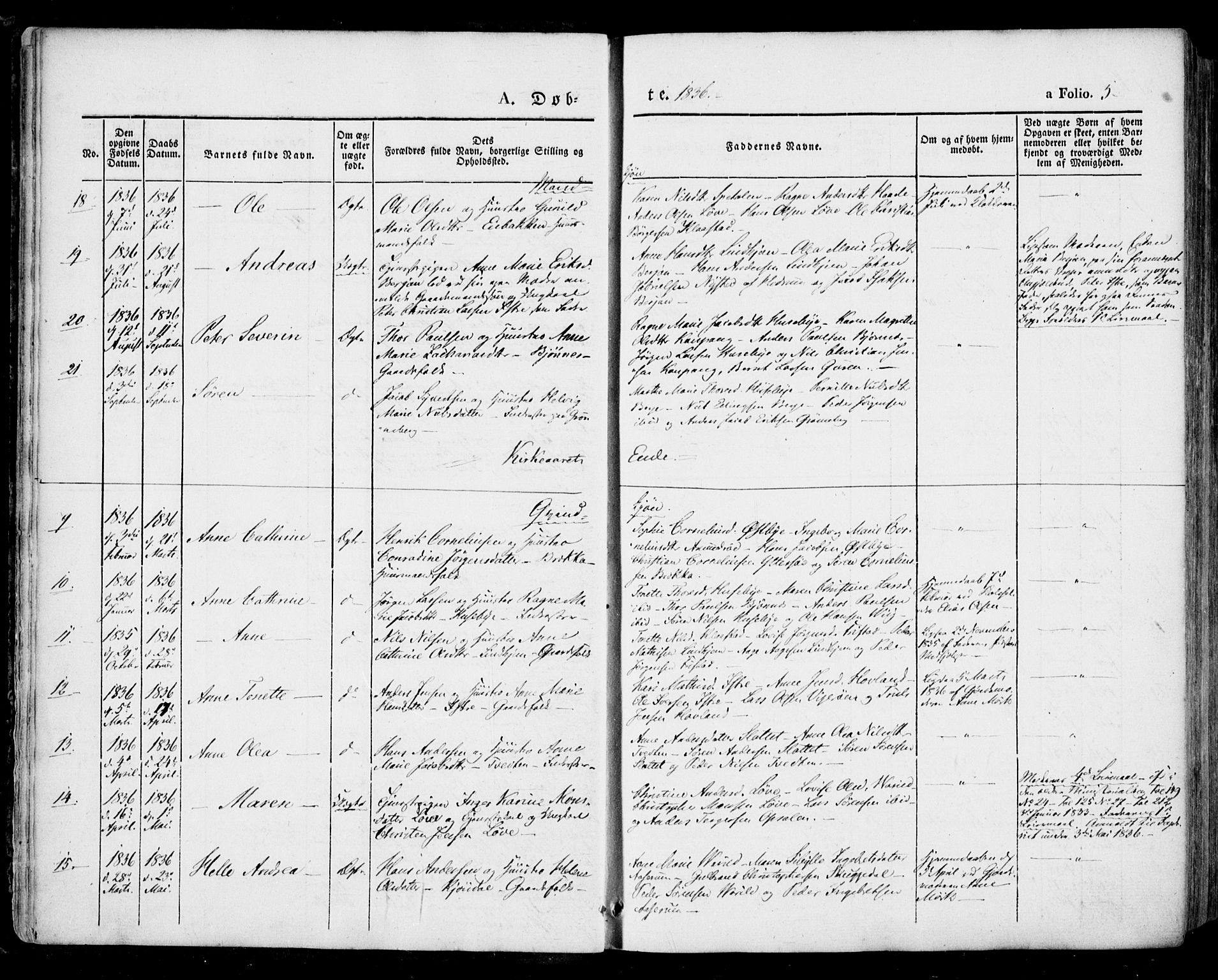 Tjølling kirkebøker, AV/SAKO-A-60/F/Fa/L0006: Parish register (official) no. 6, 1835-1859, p. 5