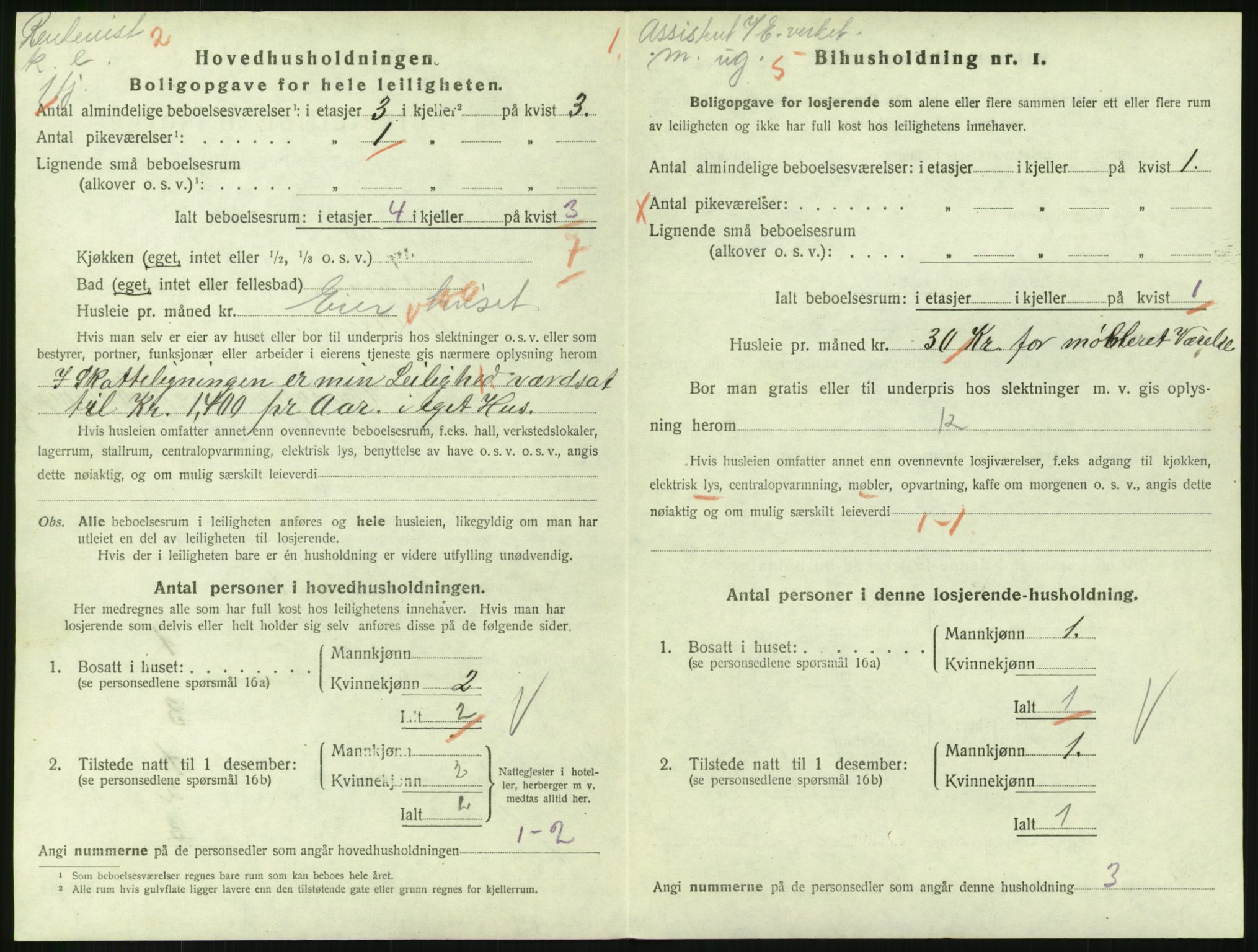 SAH, 1920 census for Lillehammer, 1920, p. 1885