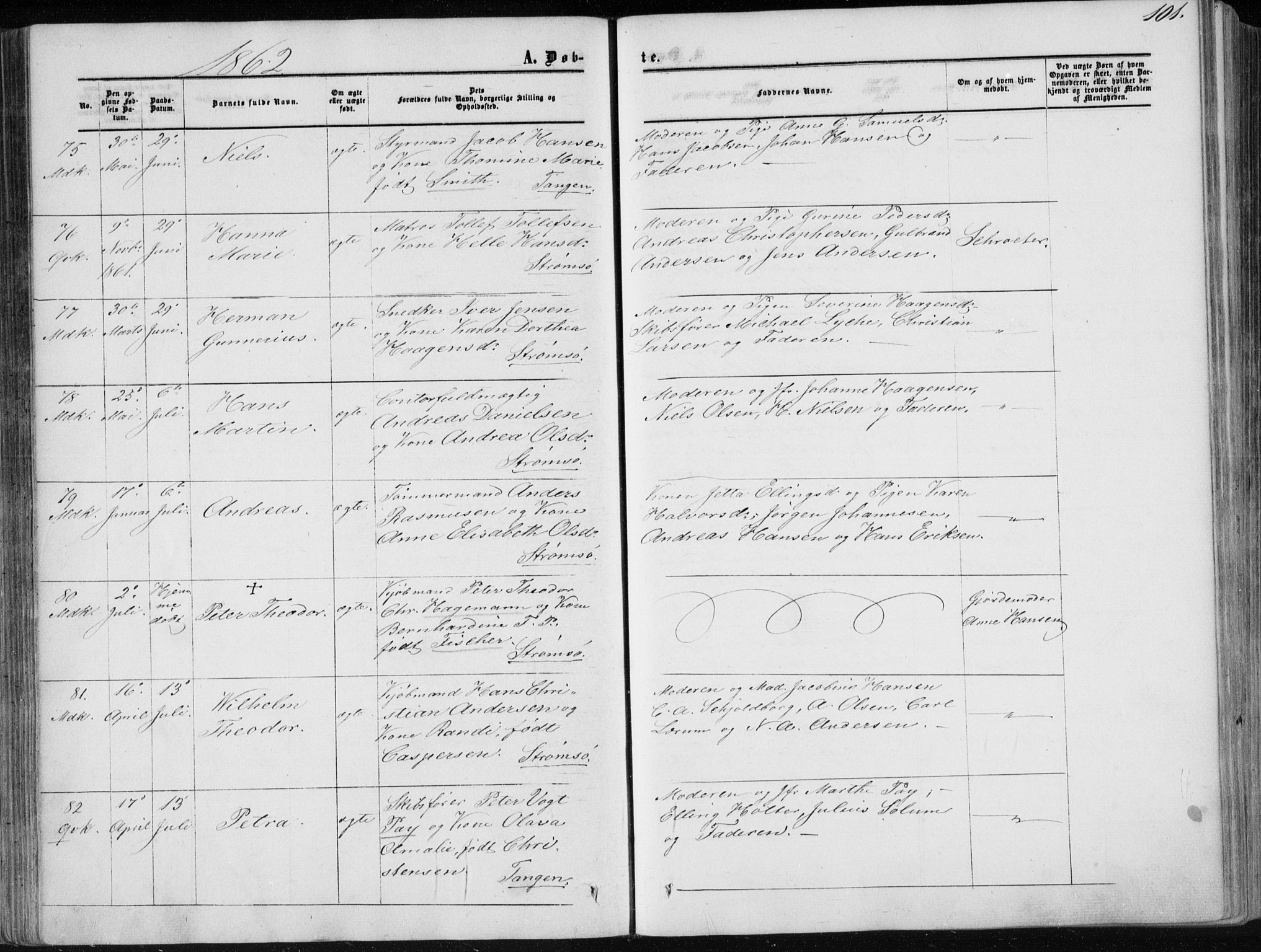 Strømsø kirkebøker, AV/SAKO-A-246/F/Fa/L0015: Parish register (official) no. I 15, 1859-1868, p. 101