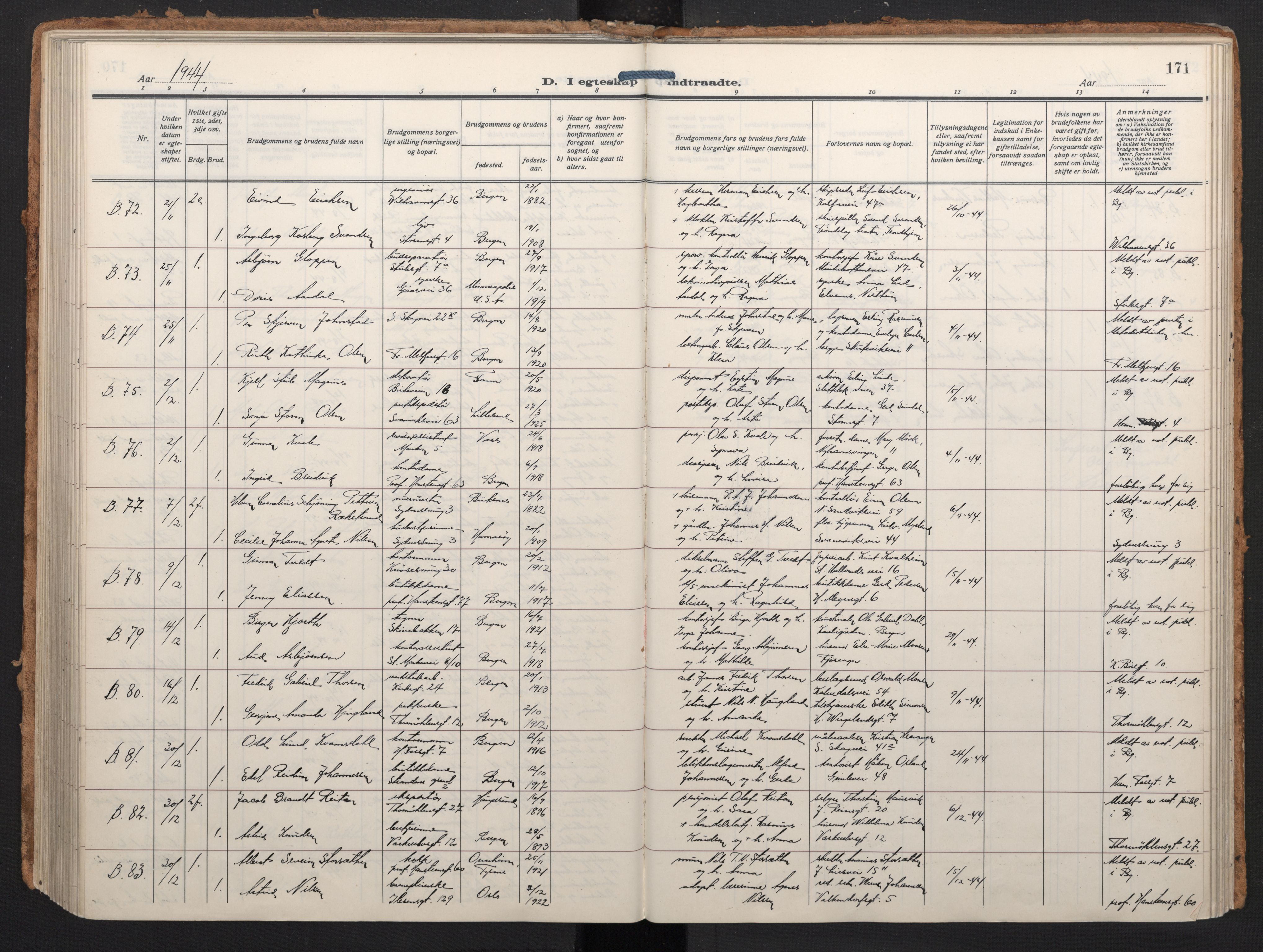 Johanneskirken sokneprestembete, SAB/A-76001/H/Haa/L0014: Parish register (official) no. D 3, 1929-1949, p. 170b-171a
