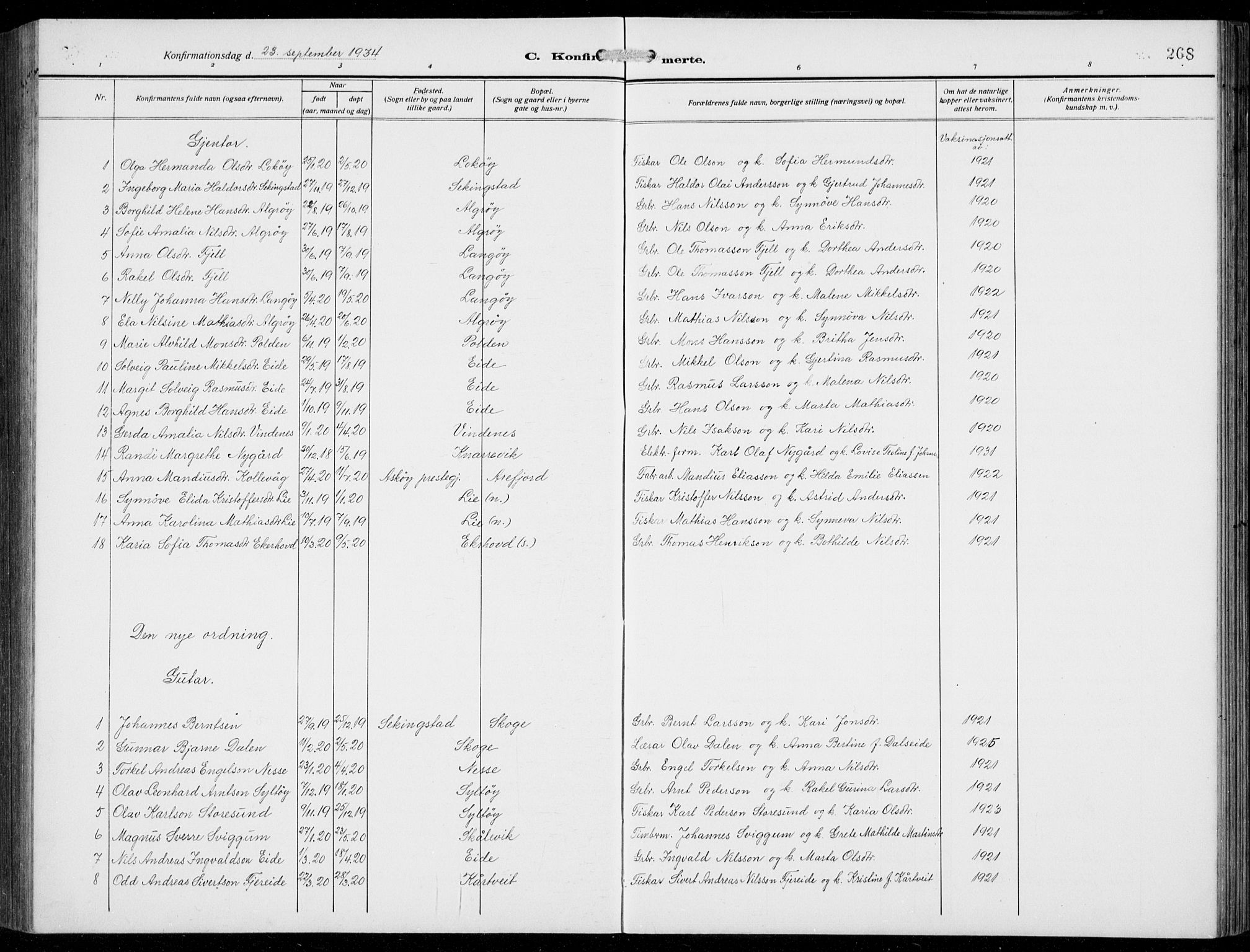 Fjell sokneprestembete, AV/SAB-A-75301/H/Hab: Parish register (copy) no. A  6, 1918-1936, p. 268