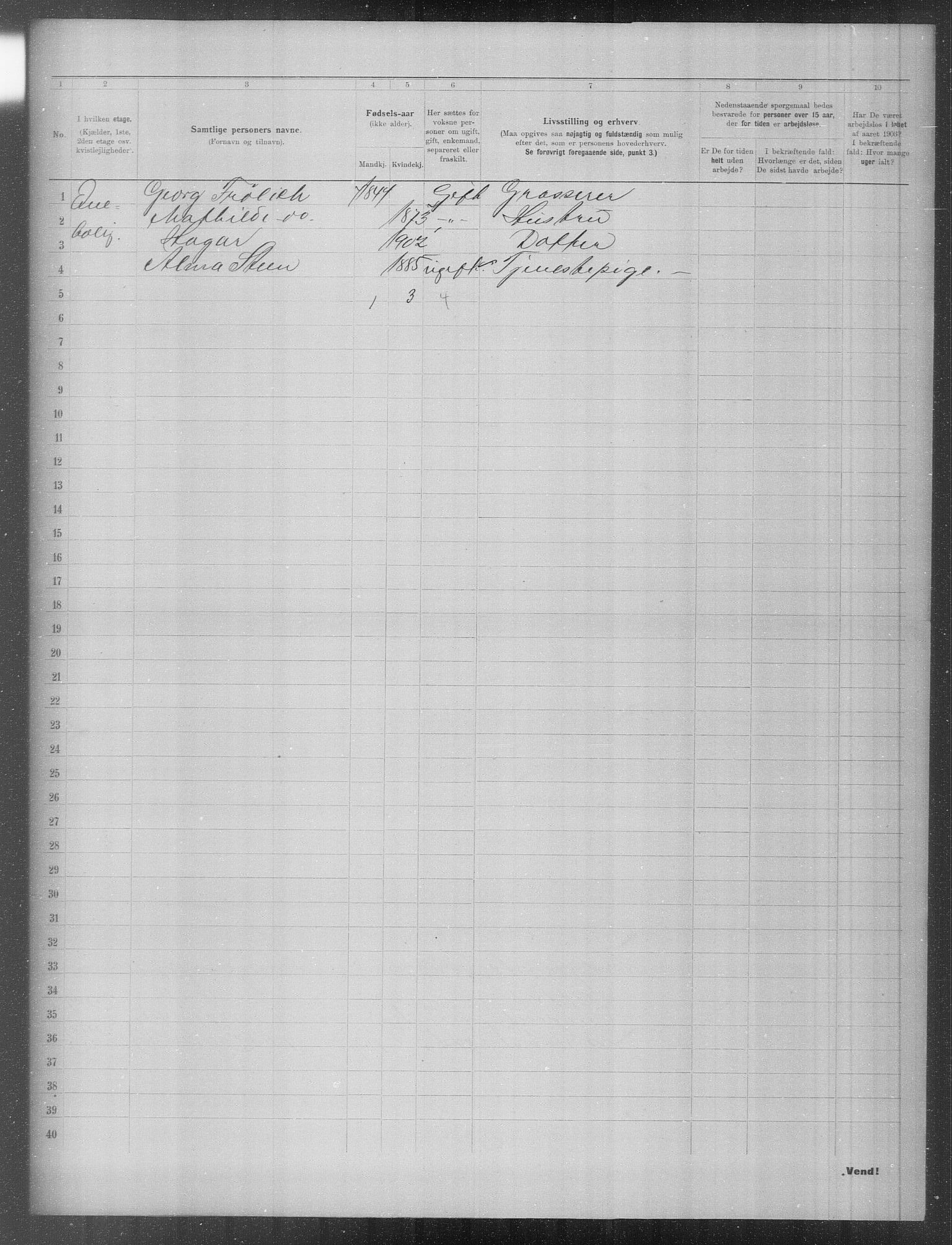 OBA, Municipal Census 1903 for Kristiania, 1903, p. 412