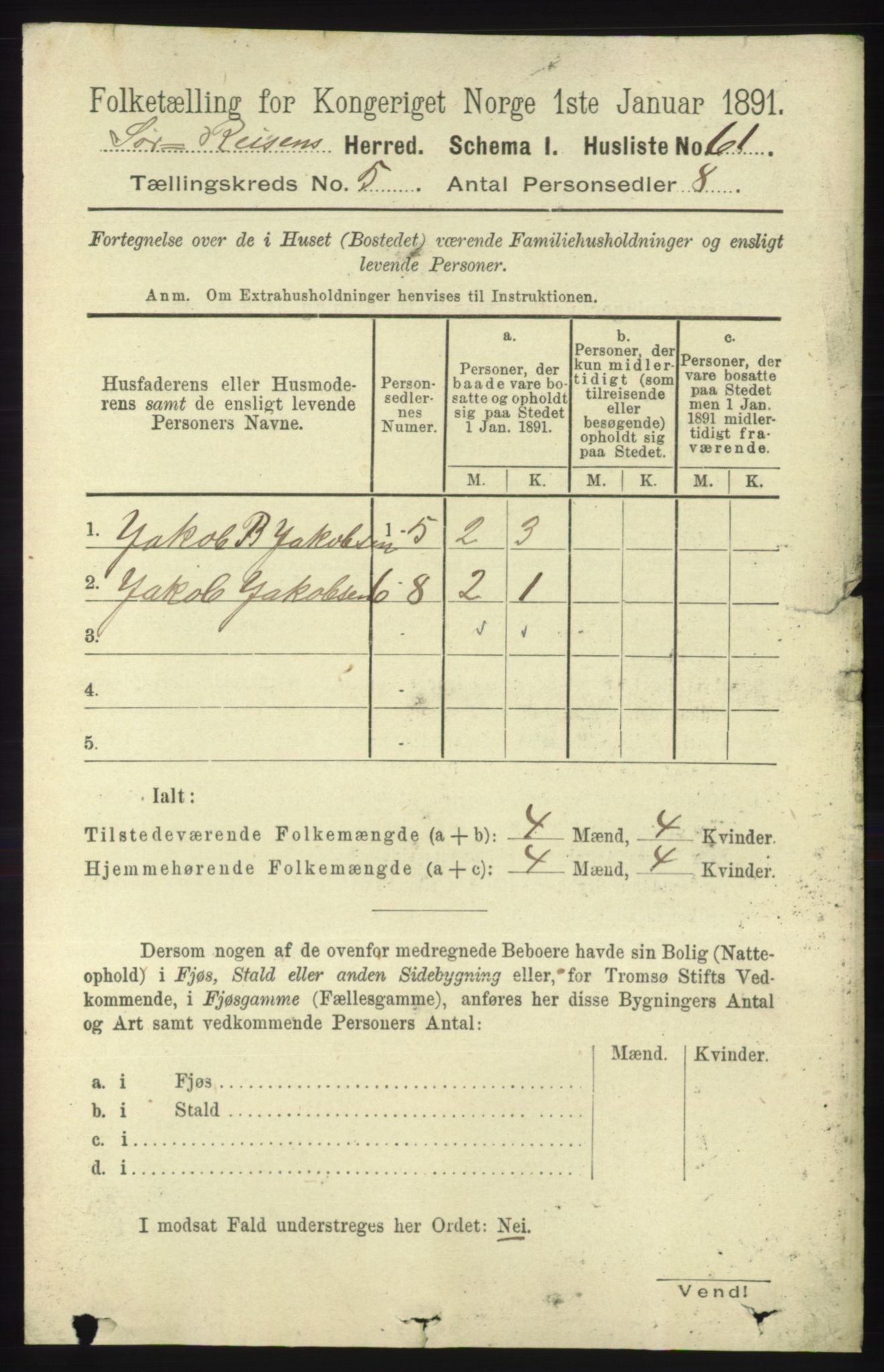 RA, 1891 census for 1925 Sørreisa, 1891, p. 1569