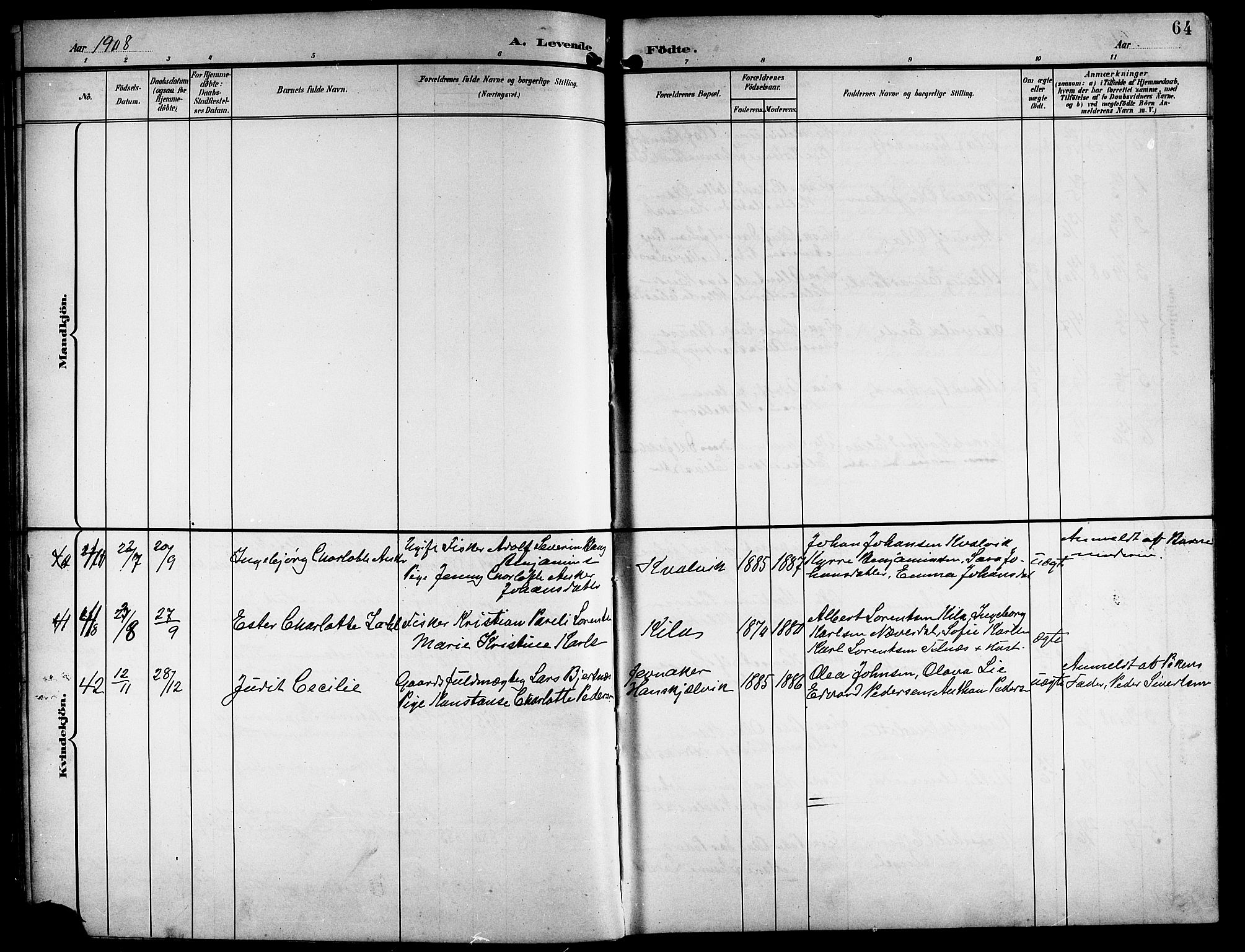 Ministerialprotokoller, klokkerbøker og fødselsregistre - Nordland, AV/SAT-A-1459/841/L0621: Parish register (copy) no. 841C05, 1897-1923, p. 64