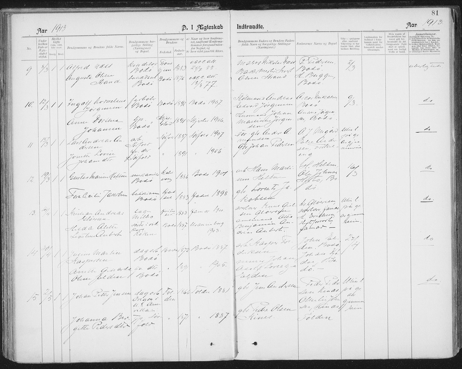 Ministerialprotokoller, klokkerbøker og fødselsregistre - Nordland, AV/SAT-A-1459/801/L0012: Parish register (official) no. 801A12, 1900-1916, p. 81