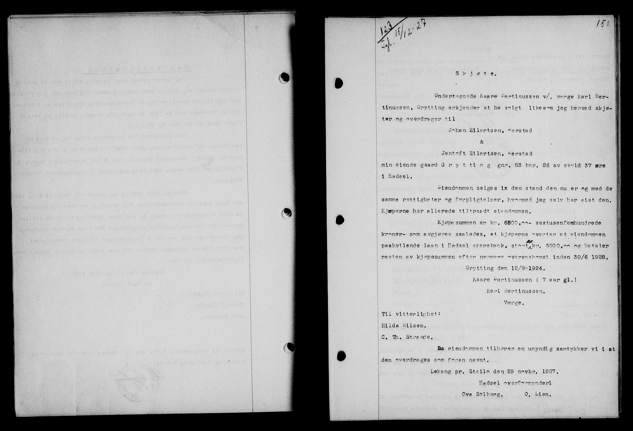 Vesterålen sorenskriveri, SAT/A-4180/1/2/2Ca/L0045: Mortgage book no. 38, 1927-1928, Deed date: 15.12.1927