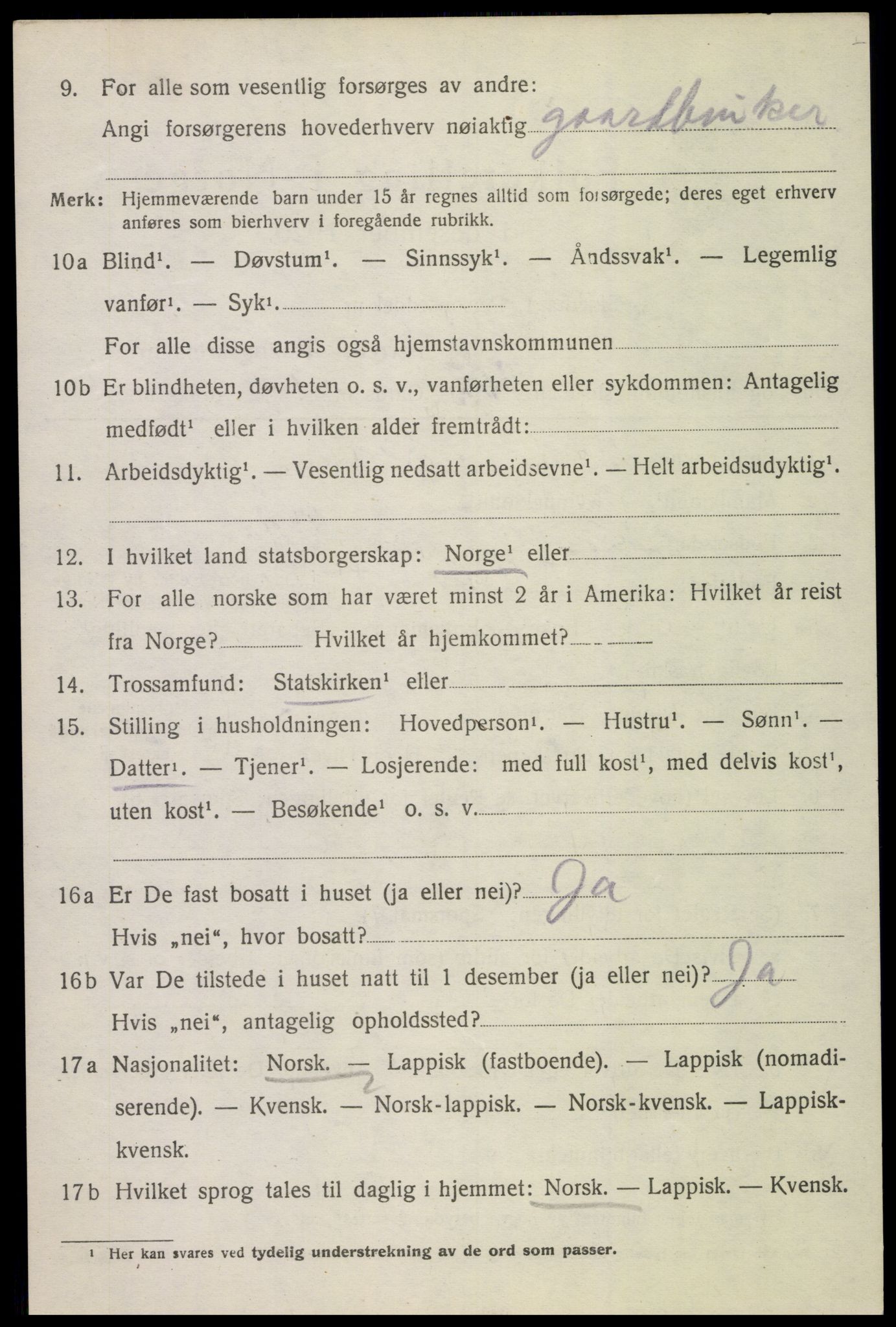 SAT, 1920 census for Bø, 1920, p. 8509