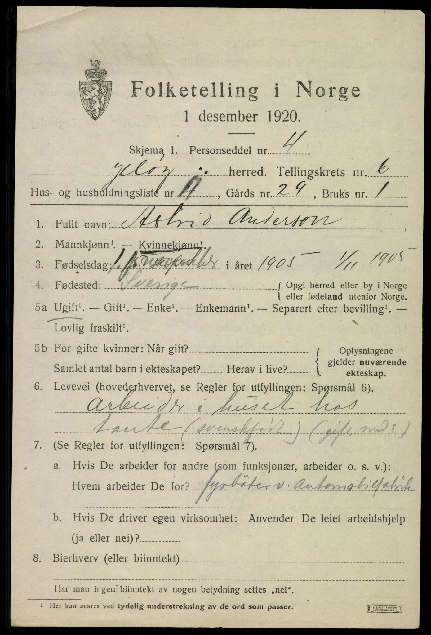 SAO, 1920 census for Moss land district, 1920, p. 6823