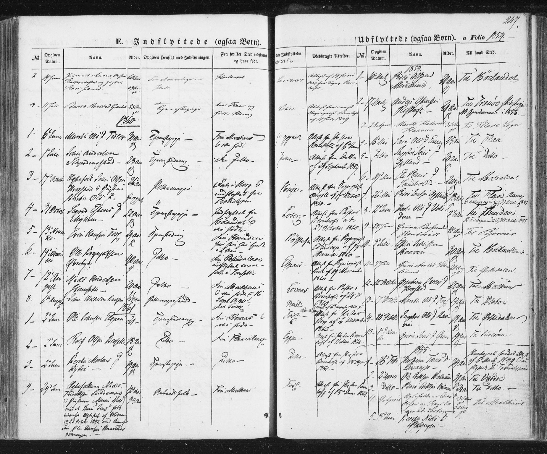 Ministerialprotokoller, klokkerbøker og fødselsregistre - Sør-Trøndelag, SAT/A-1456/692/L1103: Parish register (official) no. 692A03, 1849-1870, p. 247