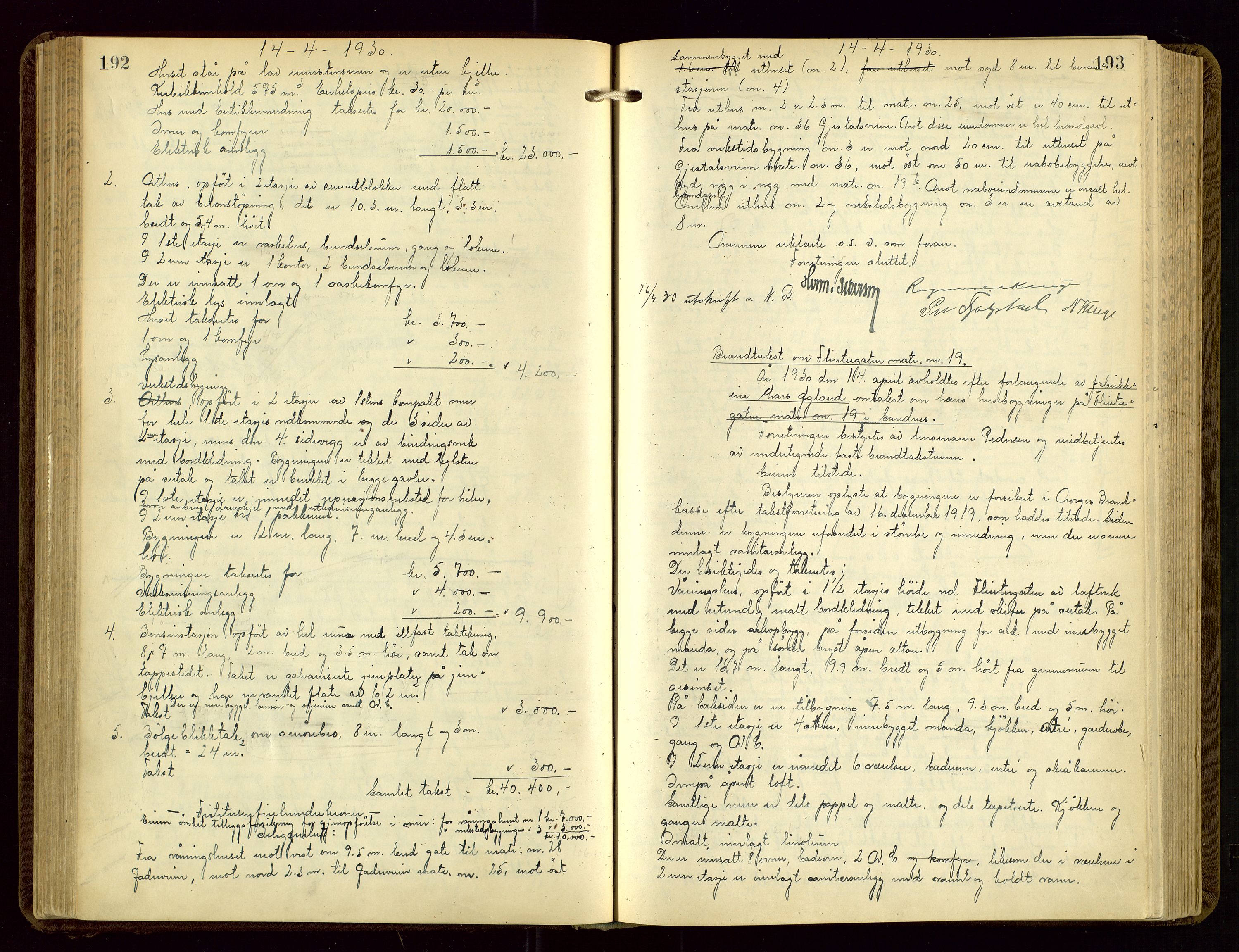 Sandnes lensmannskontor, AV/SAST-A-100167/Goa/L0003: "Brandtakstprotokol", 1924-1934, p. 192-193