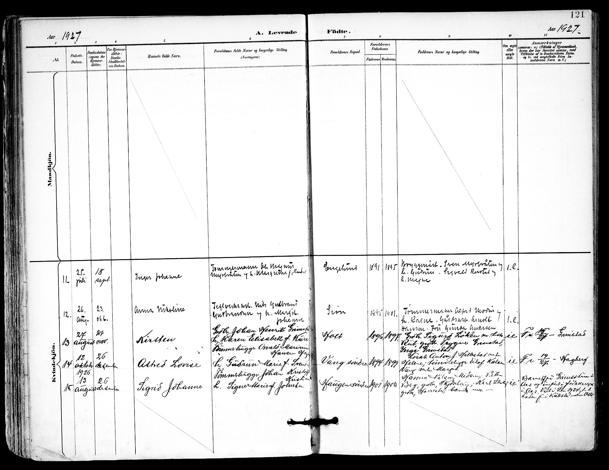 Kråkstad prestekontor Kirkebøker, SAO/A-10125a/F/Fa/L0010: Parish register (official) no. I 10, 1893-1931, p. 121
