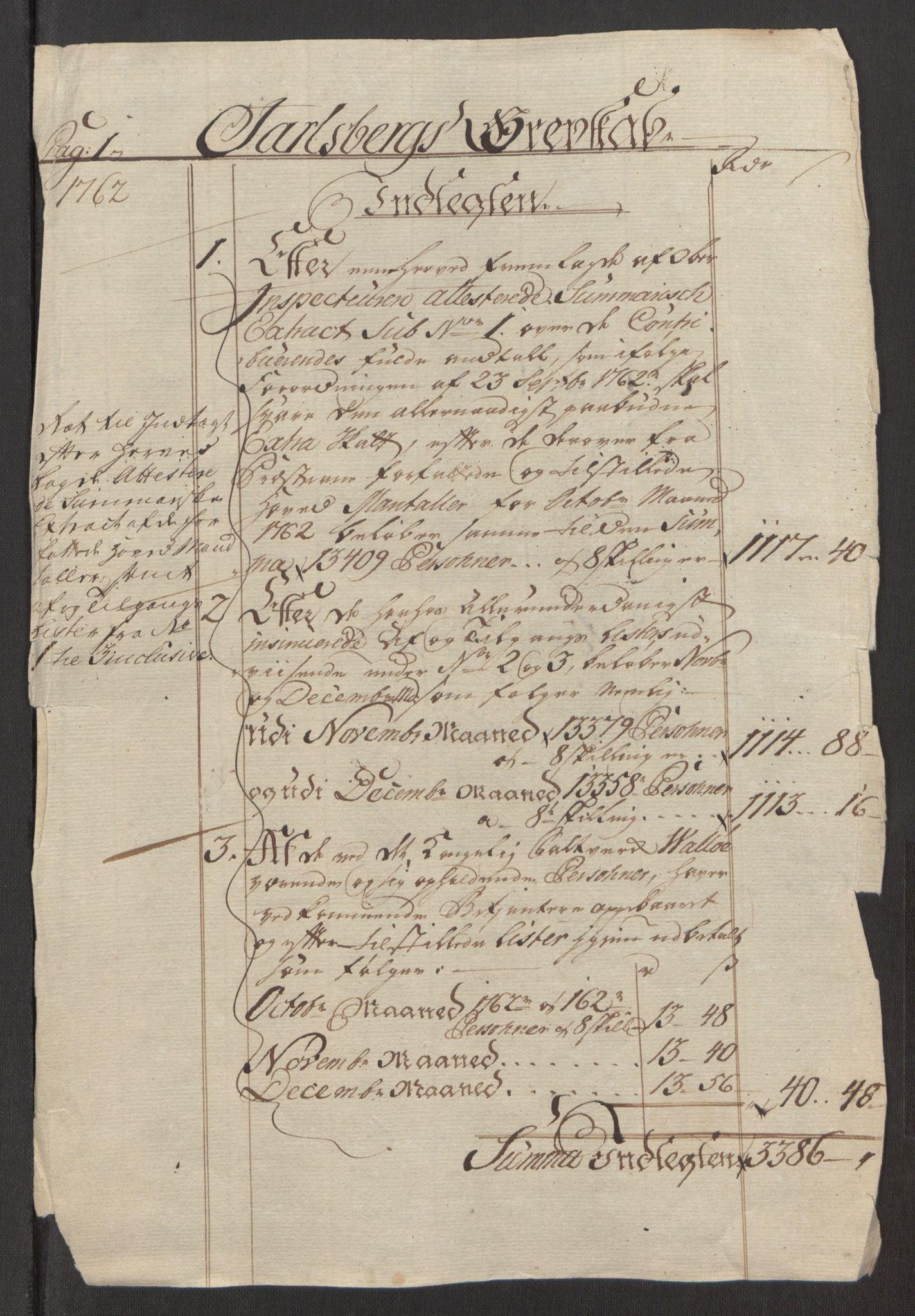 Rentekammeret inntil 1814, Reviderte regnskaper, Fogderegnskap, RA/EA-4092/R32/L1960: Ekstraskatten Jarlsberg grevskap, 1762-1772, p. 6