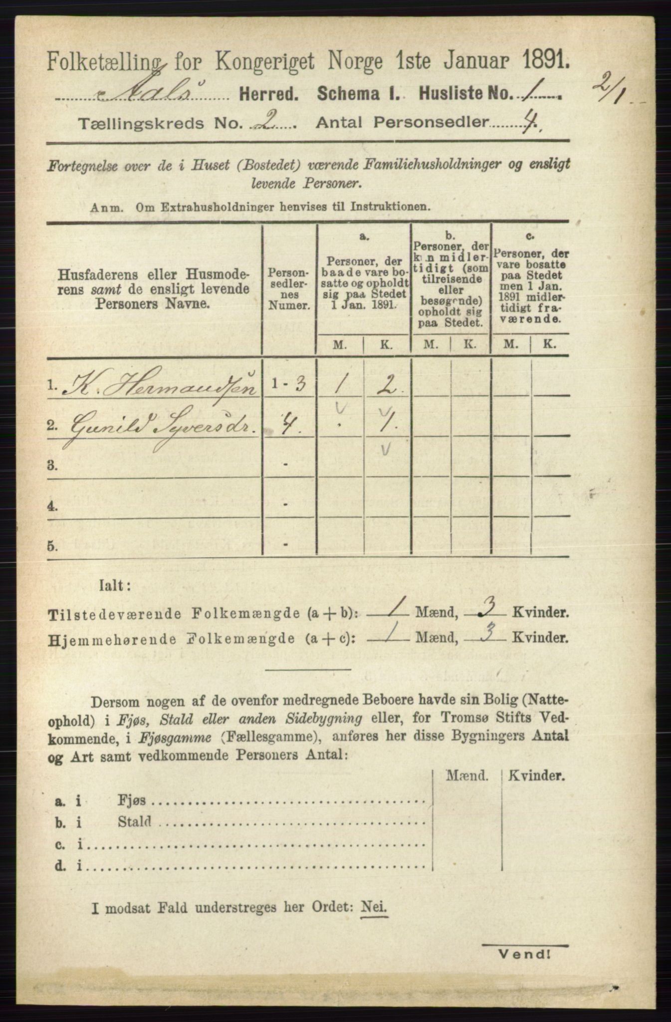 RA, 1891 census for 0619 Ål, 1891, p. 332