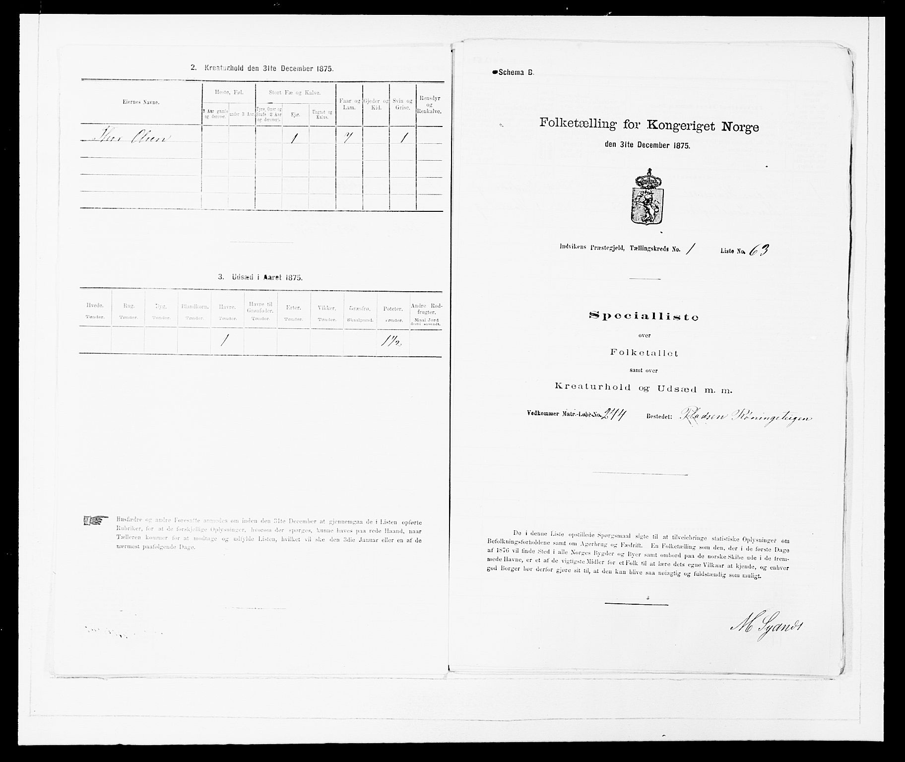 SAB, 1875 Census for 1447P Innvik, 1875, p. 147