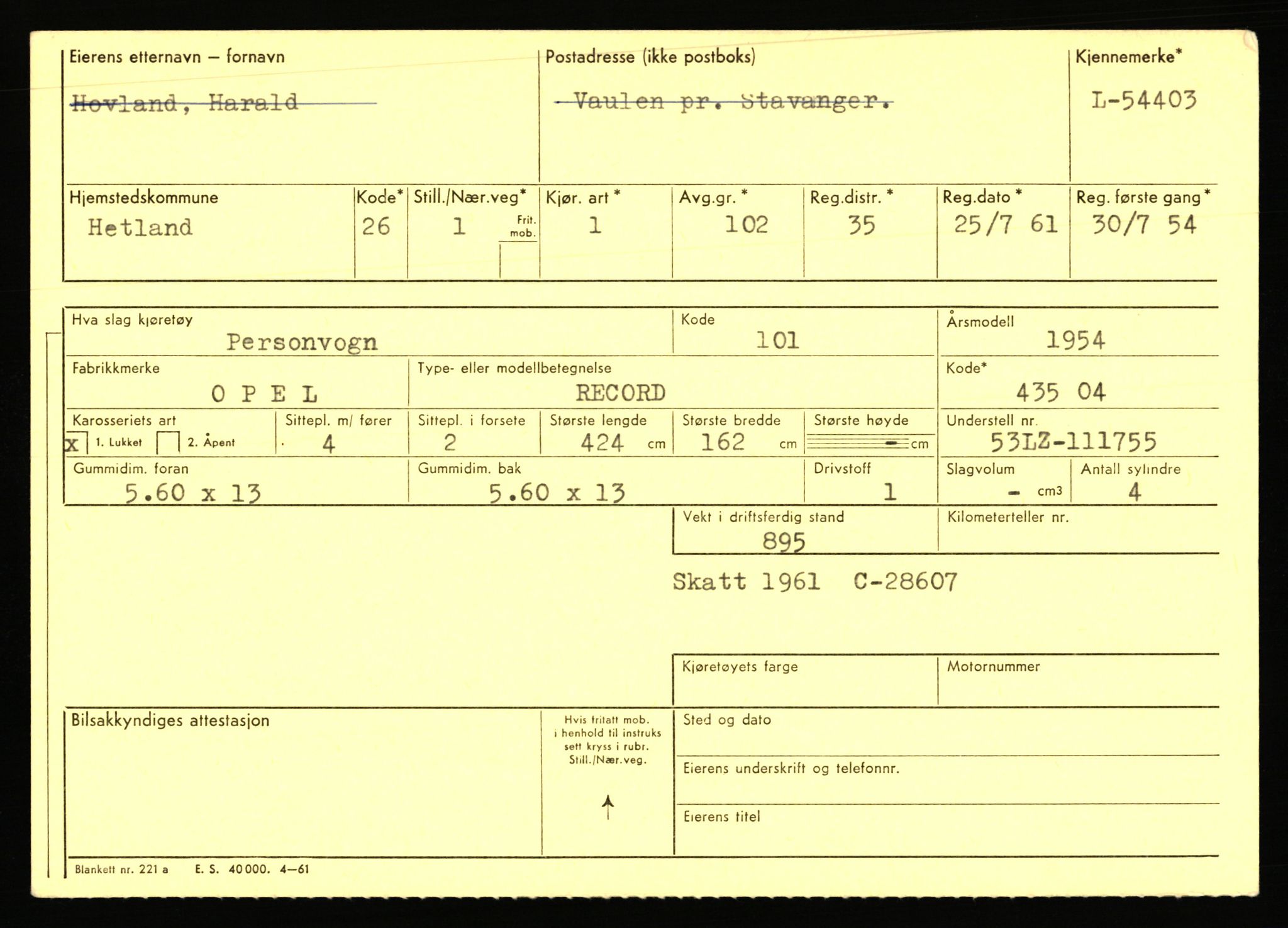 Stavanger trafikkstasjon, AV/SAST-A-101942/0/F/L0054: L-54200 - L-55699, 1930-1971, p. 421