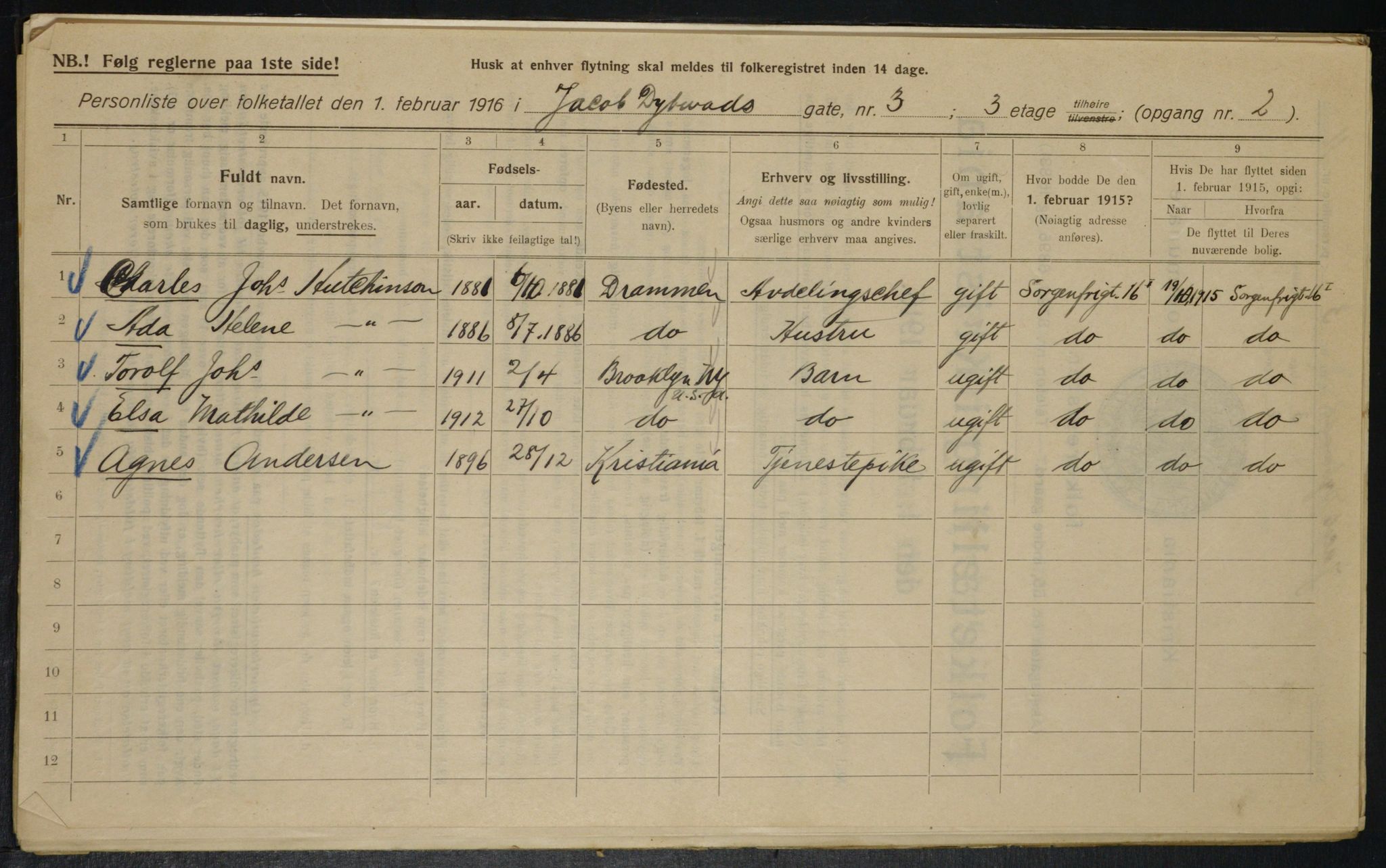 OBA, Municipal Census 1916 for Kristiania, 1916, p. 17551