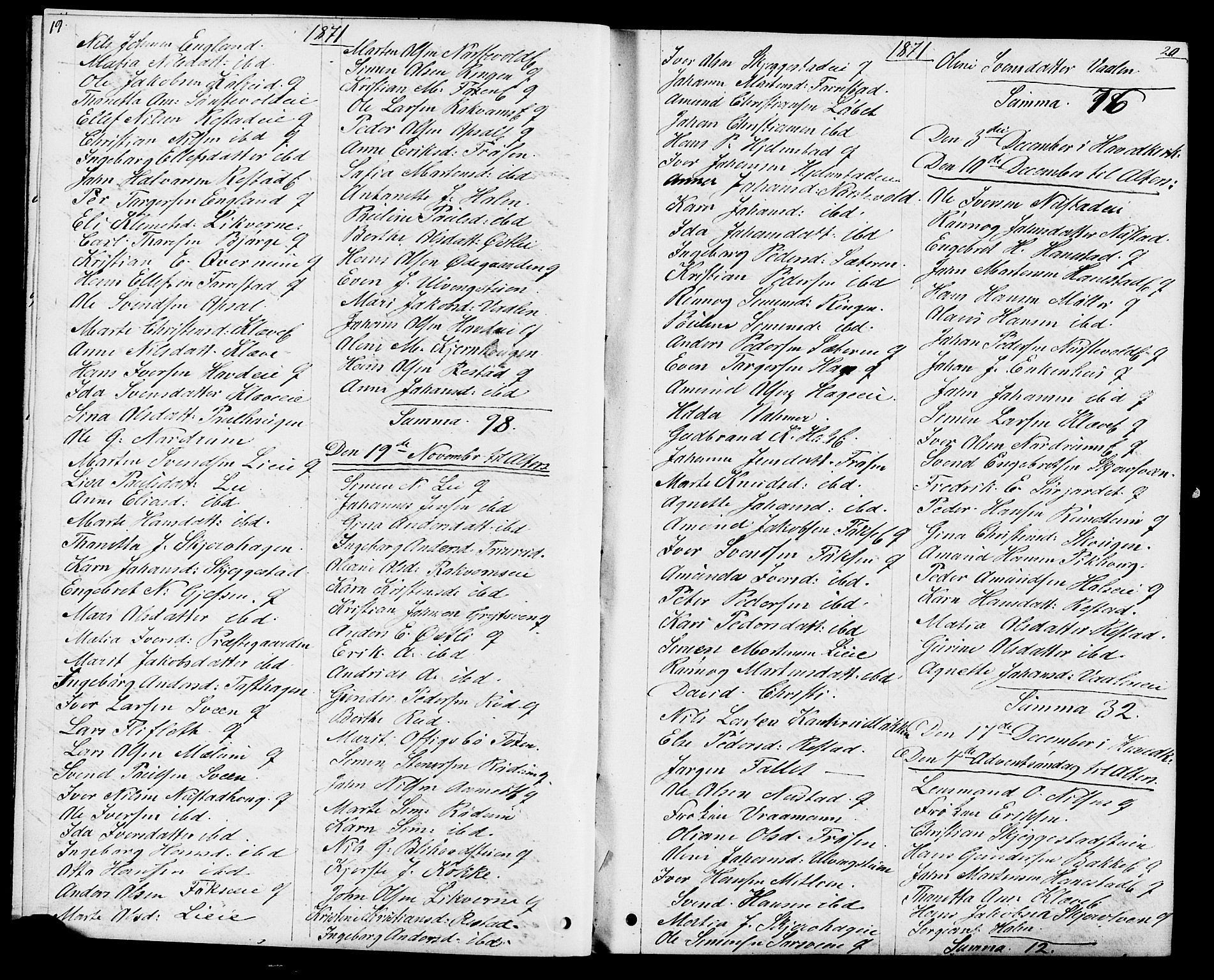Østre Gausdal prestekontor, AV/SAH-PREST-092/H/Ha/Hab/L0001: Parish register (copy) no. 1, 1863-1893, p. 19-20