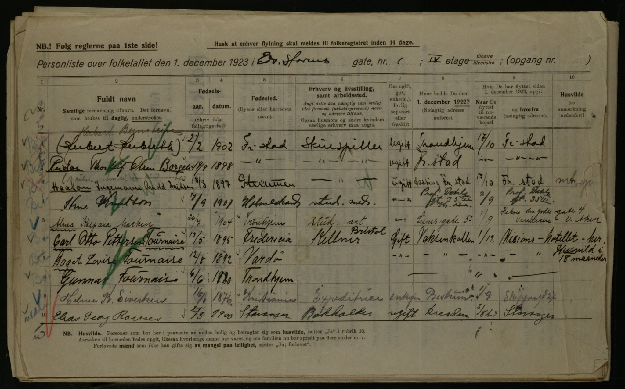 OBA, Municipal Census 1923 for Kristiania, 1923, p. 20887