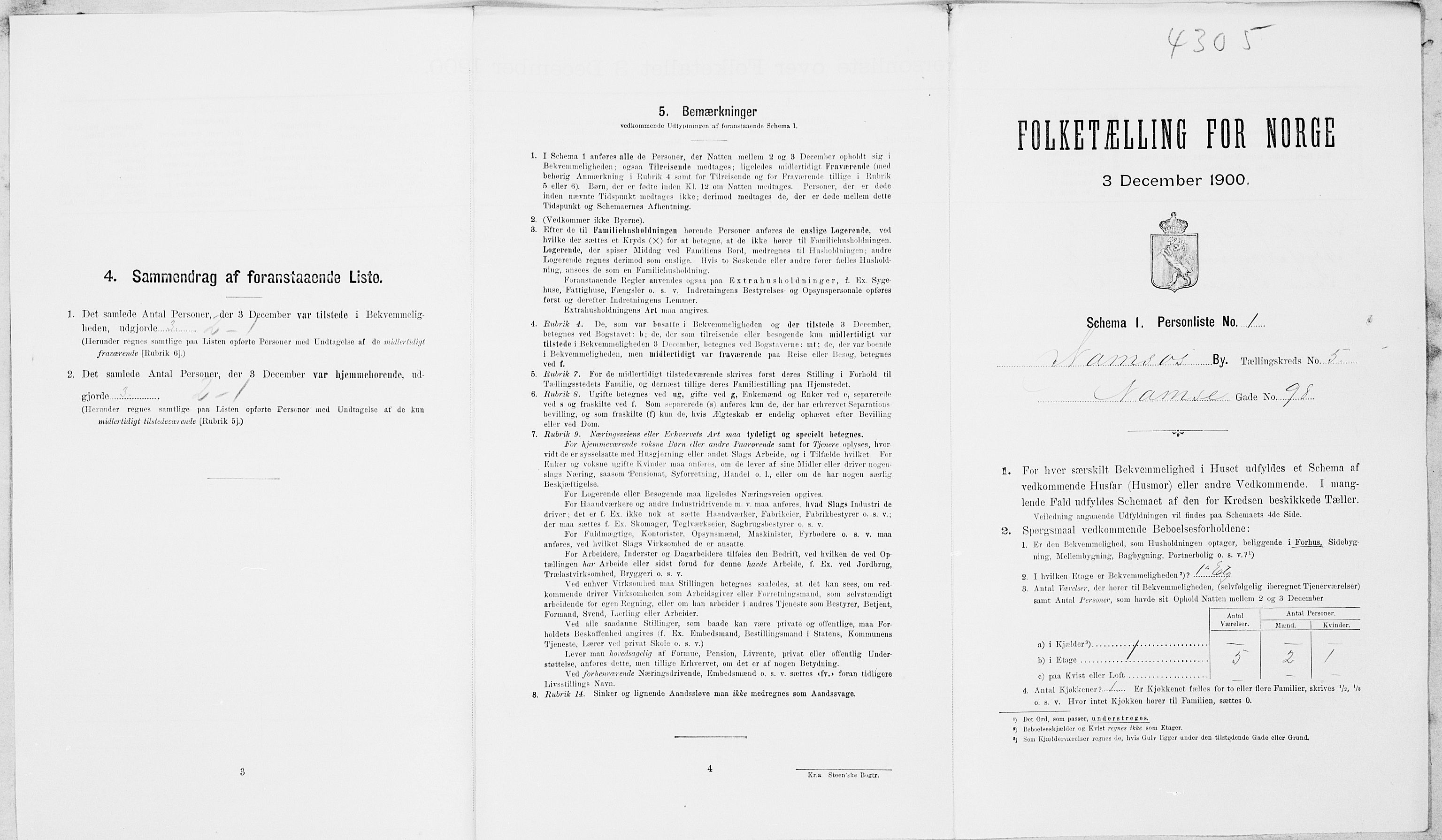 SAT, 1900 census for Namsos, 1900, p. 131