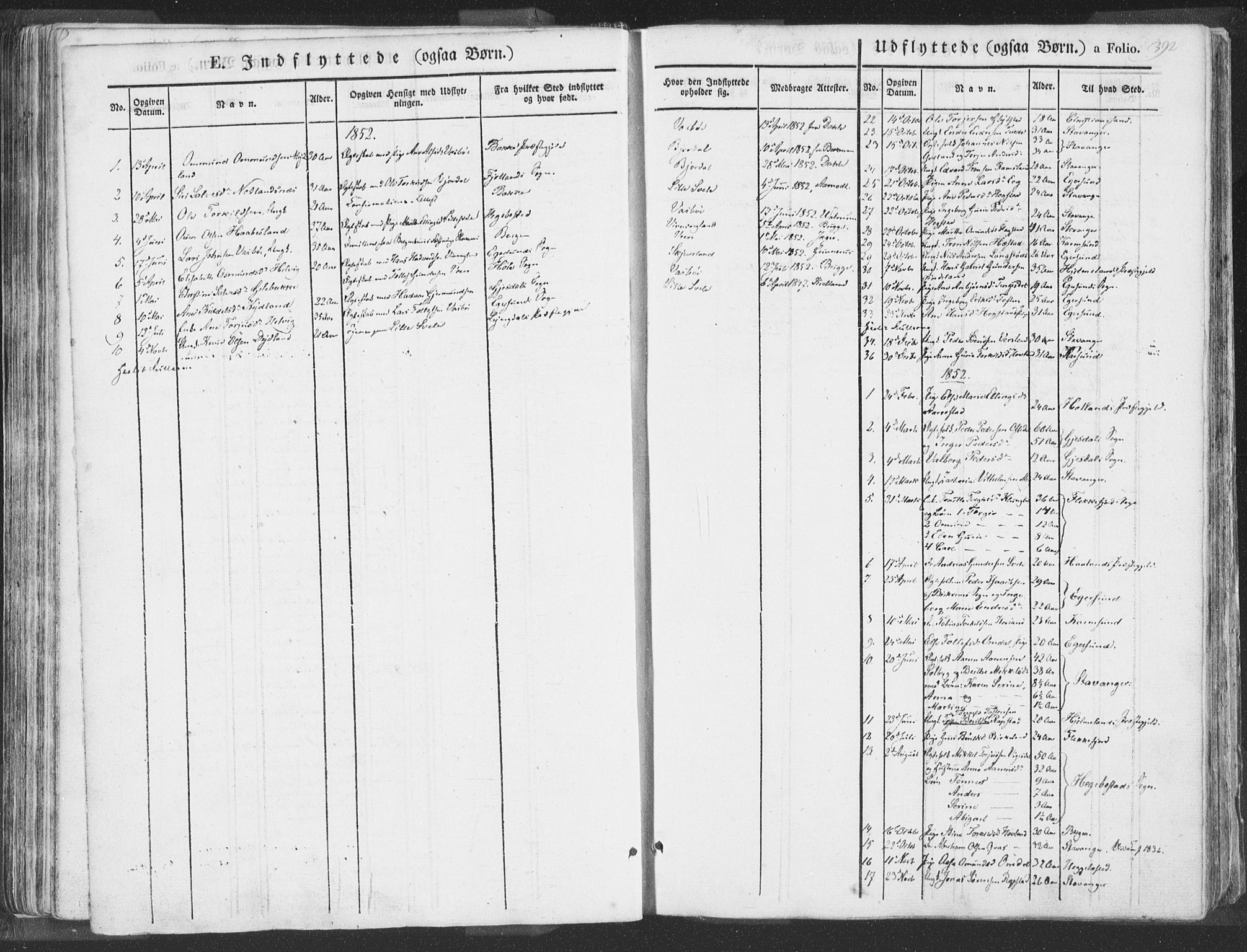 Helleland sokneprestkontor, SAST/A-101810: Parish register (official) no. A 6.2, 1834-1863, p. 392