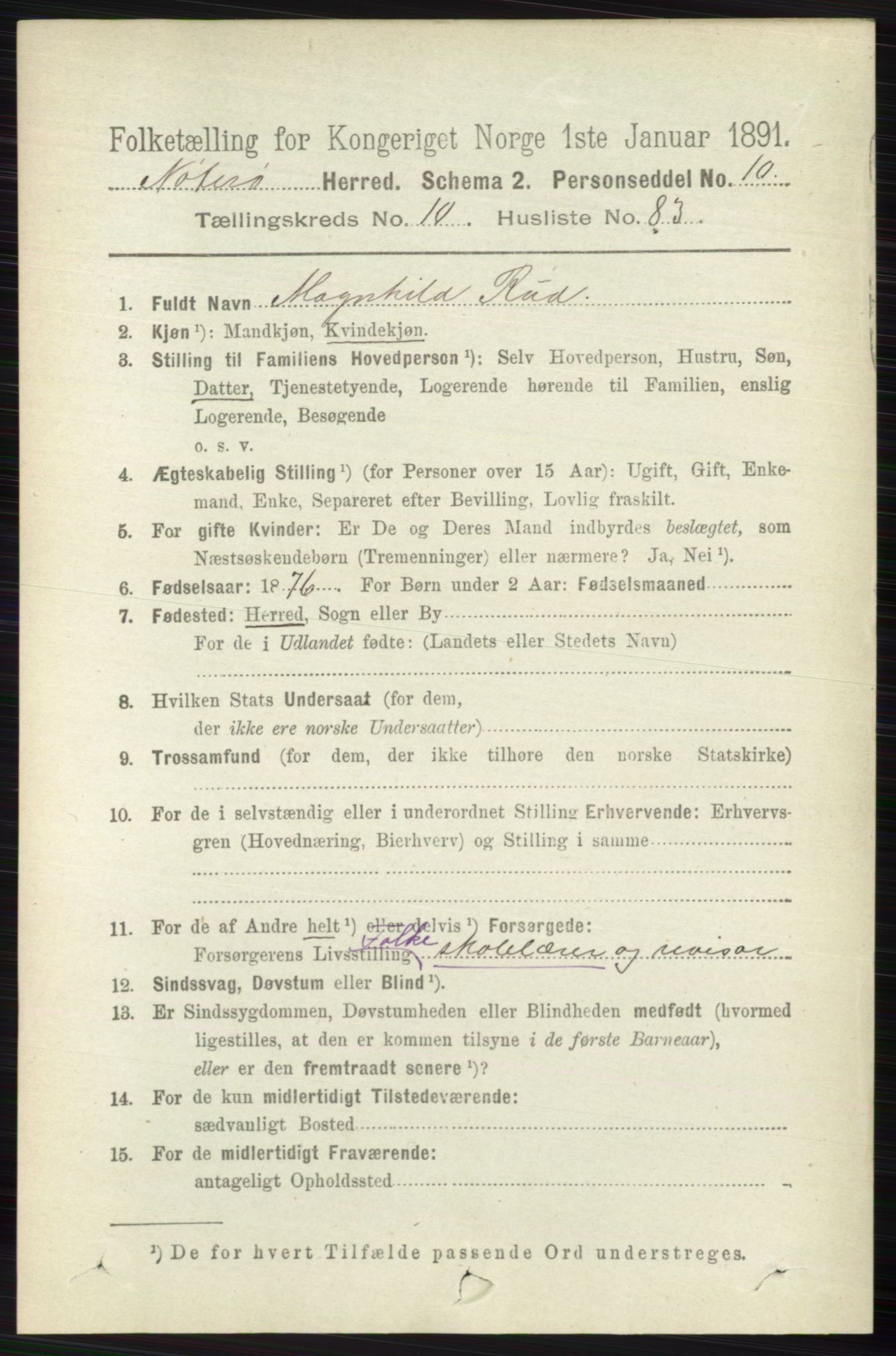 RA, 1891 census for 0722 Nøtterøy, 1891, p. 5731