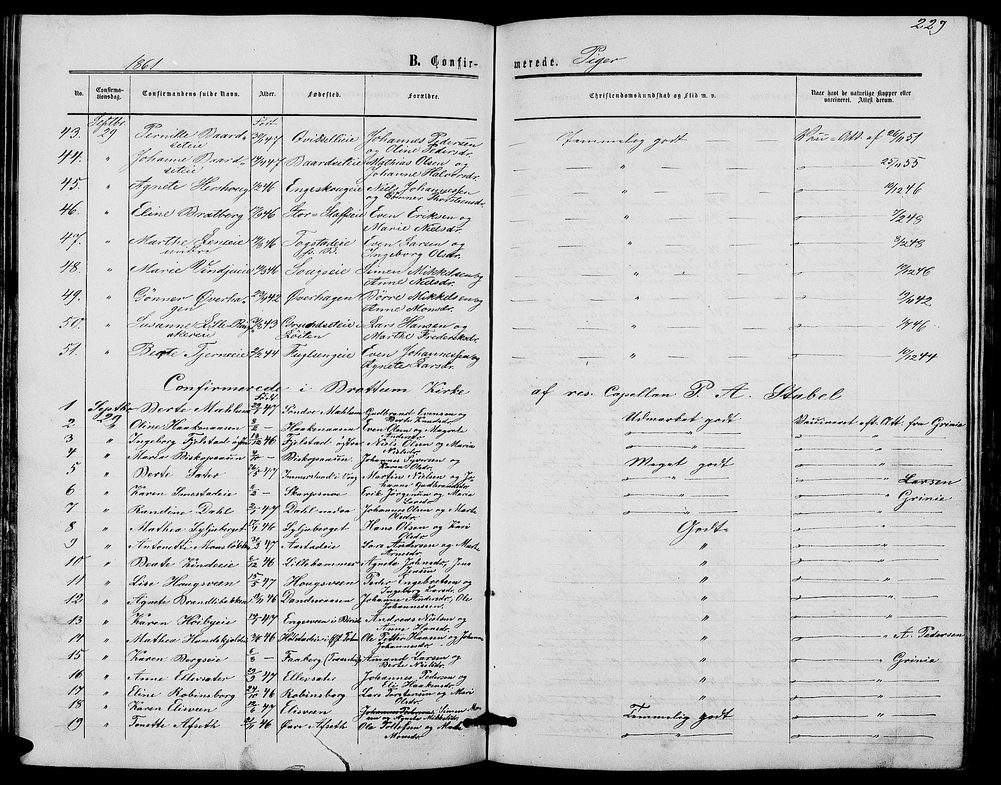 Ringsaker prestekontor, SAH/PREST-014/L/La/L0007: Parish register (copy) no. 7, 1861-1869, p. 229