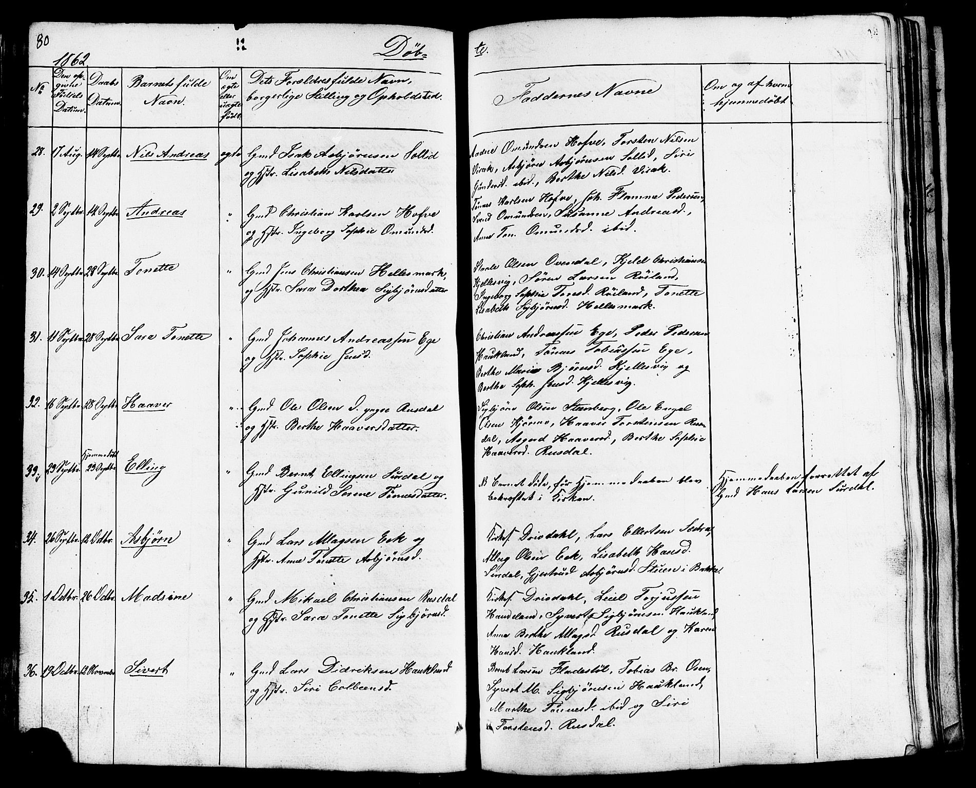 Lund sokneprestkontor, SAST/A-101809/S07/L0003: Parish register (copy) no. B 3, 1848-1885, p. 80