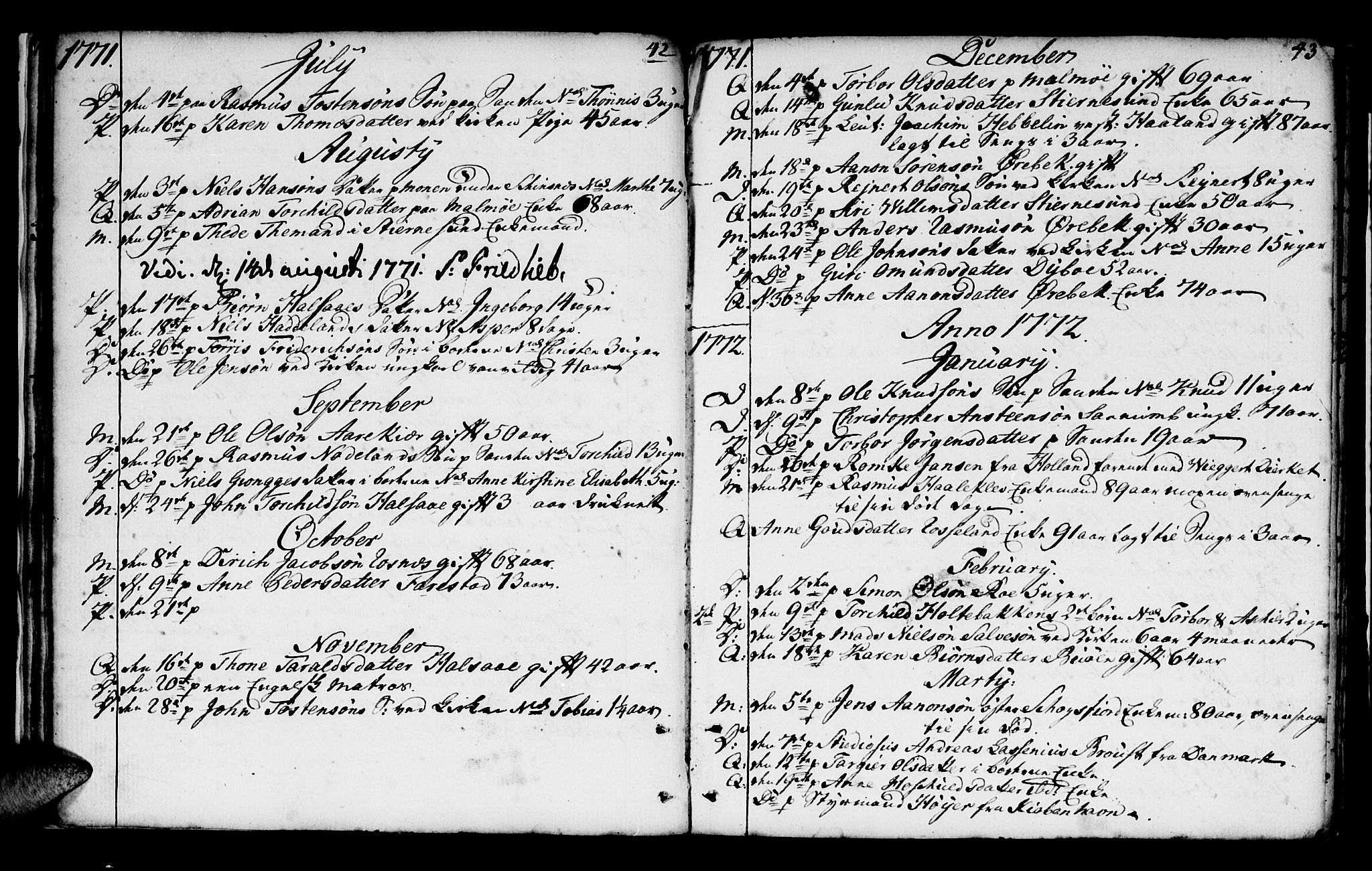 Mandal sokneprestkontor, AV/SAK-1111-0030/F/Fa/Faa/L0005: Parish register (official) no. A 5, 1748-1803, p. 44-45