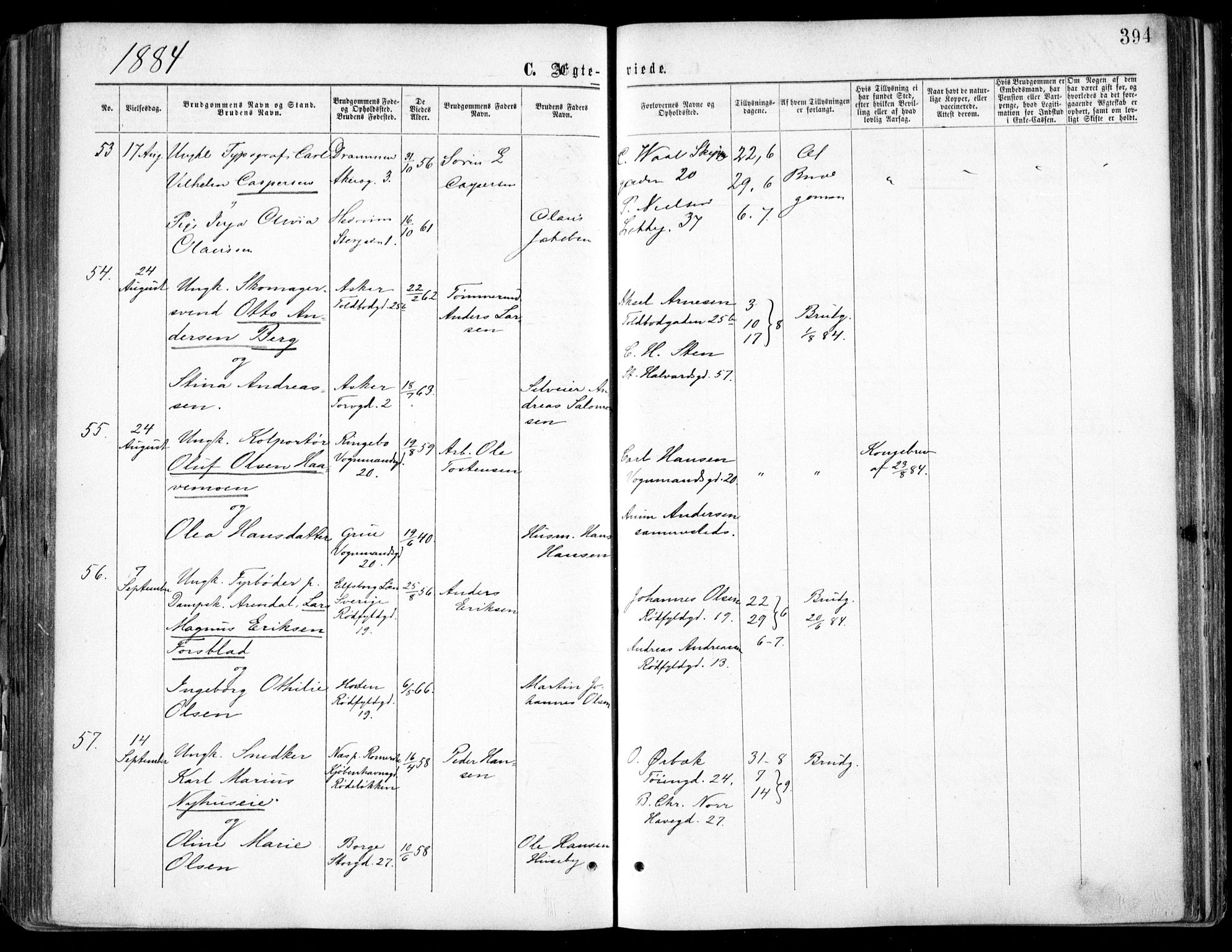 Oslo domkirke Kirkebøker, AV/SAO-A-10752/F/Fa/L0021: Parish register (official) no. 21, 1865-1884, p. 394