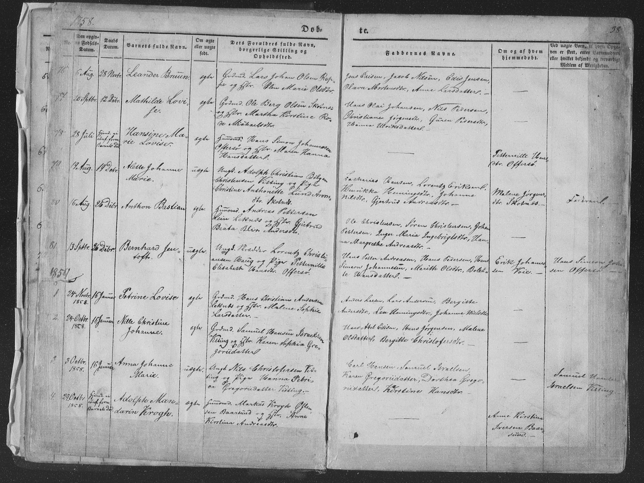 Ministerialprotokoller, klokkerbøker og fødselsregistre - Nordland, SAT/A-1459/881/L1165: Parish register (copy) no. 881C02, 1854-1876, p. 38