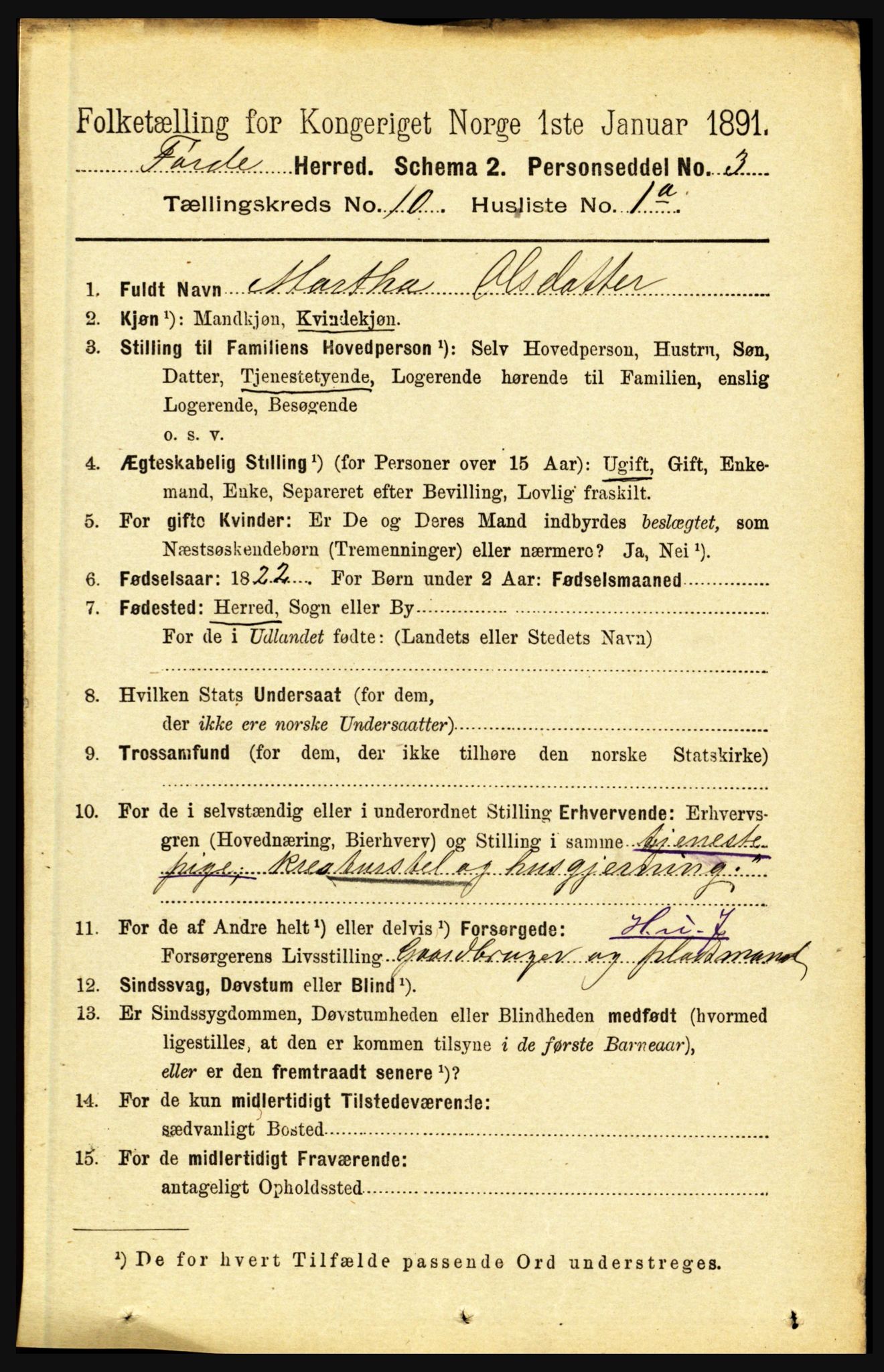 RA, 1891 census for 1432 Førde, 1891, p. 3669