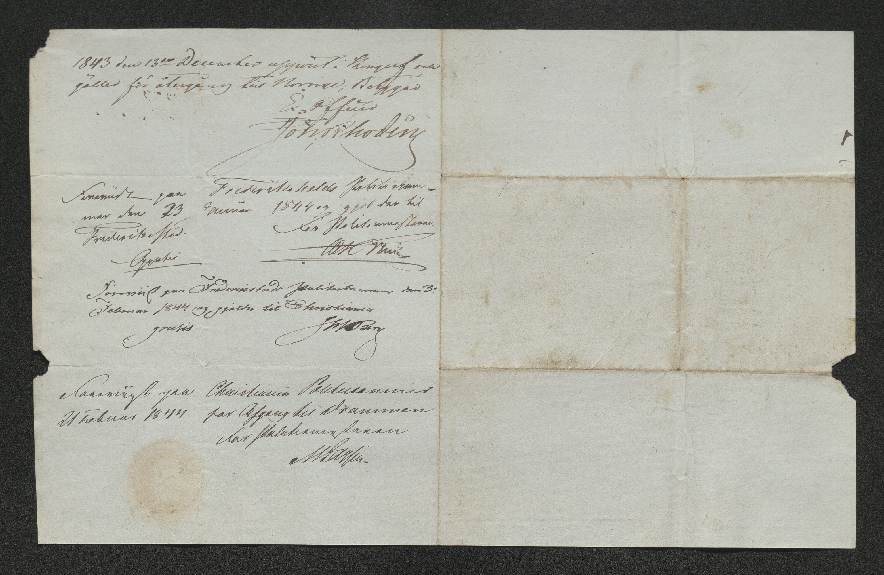 Drammen politikammer, SAKO/A-623/I/Ia/Iab/L0007: Innleverte pass, 1843-1844, p. 354
