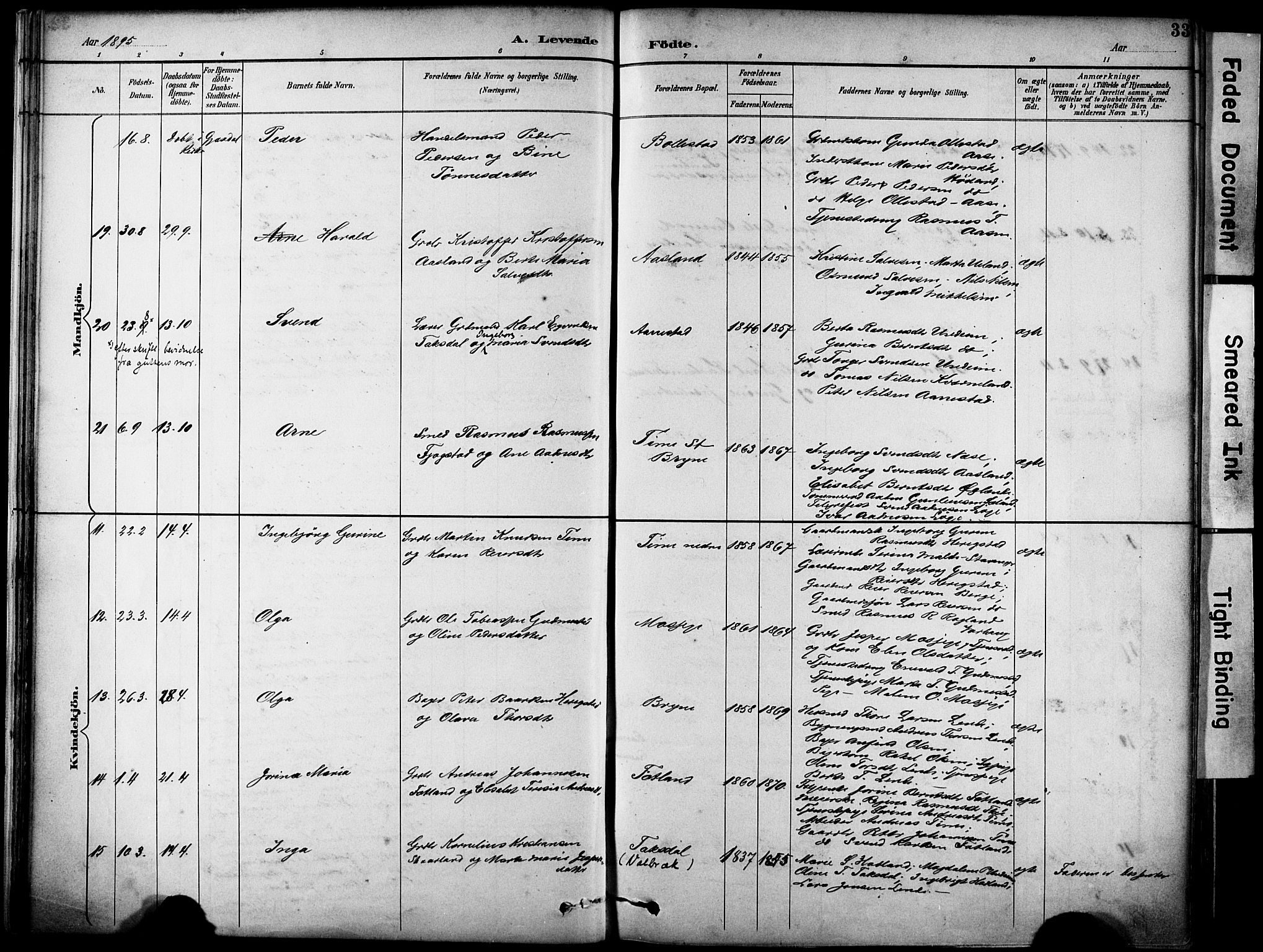 Lye sokneprestkontor, AV/SAST-A-101794/001/30BA/L0011: Parish register (official) no. A 9, 1893-1903, p. 33