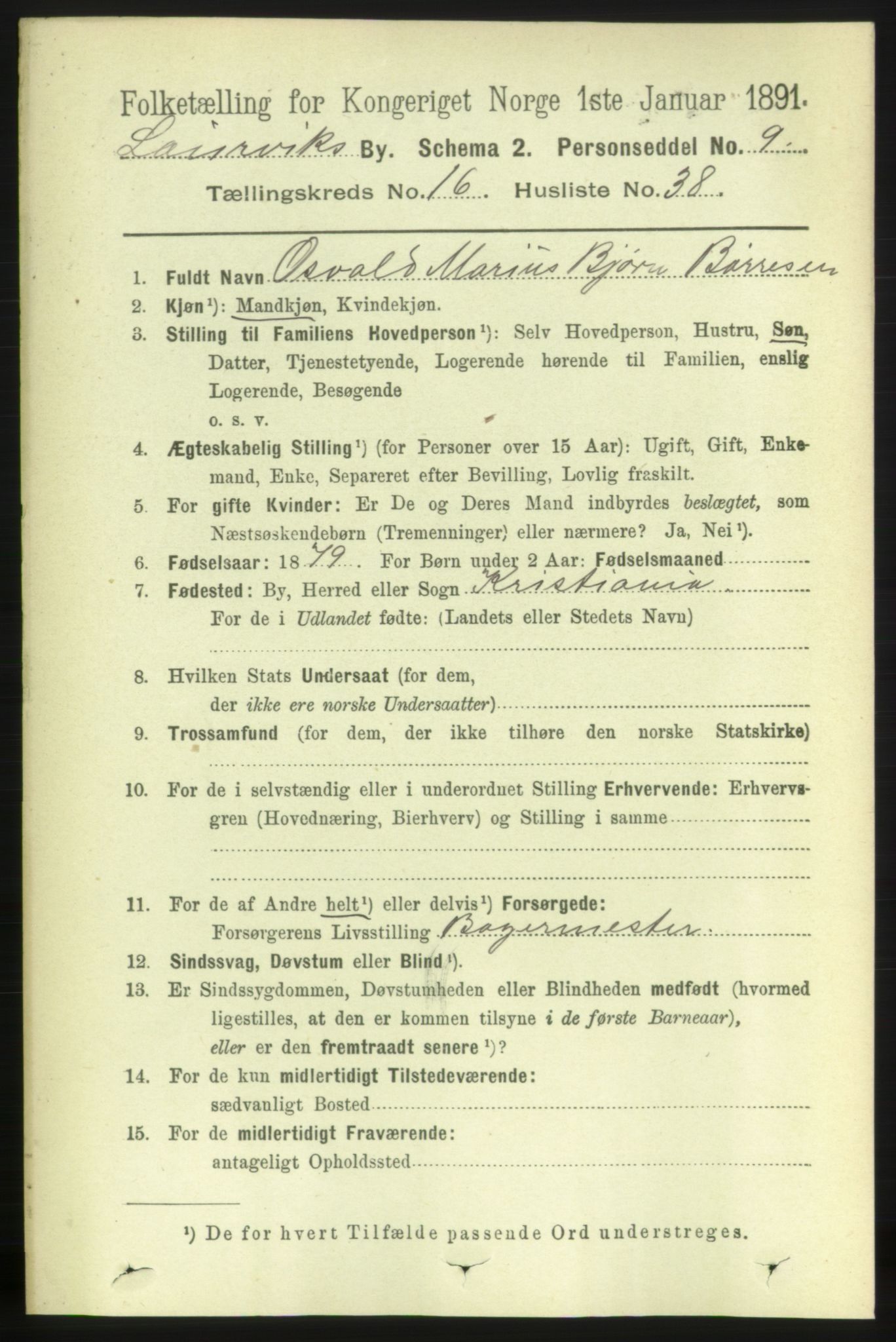 RA, 1891 census for 0707 Larvik, 1891, p. 11973