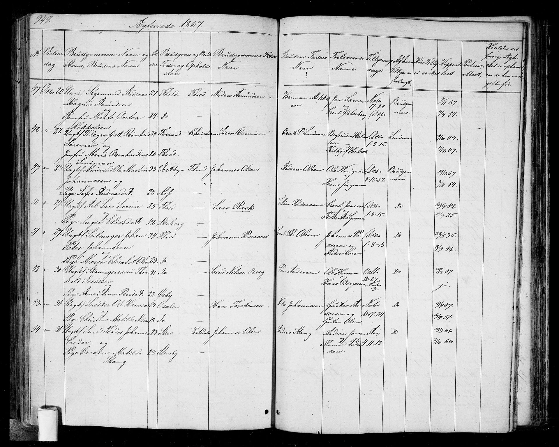 Halden prestekontor Kirkebøker, SAO/A-10909/G/Ga/L0005b: Parish register (copy) no. 5B, 1864-1868, p. 949