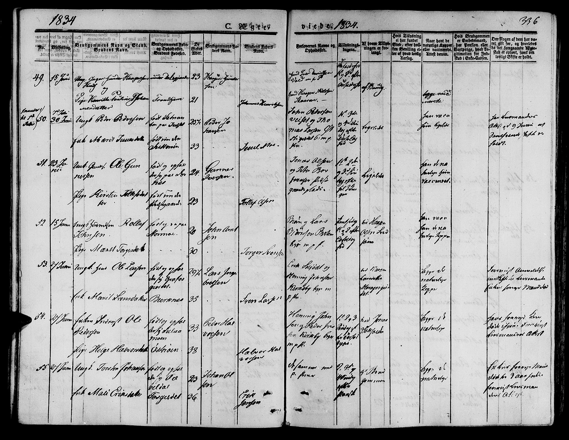 Ministerialprotokoller, klokkerbøker og fødselsregistre - Nord-Trøndelag, AV/SAT-A-1458/709/L0072: Parish register (official) no. 709A12, 1833-1844, p. 336