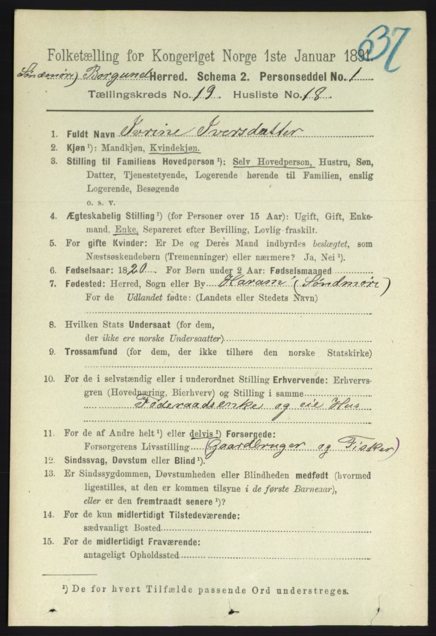 RA, 1891 census for 1531 Borgund, 1891, p. 6078