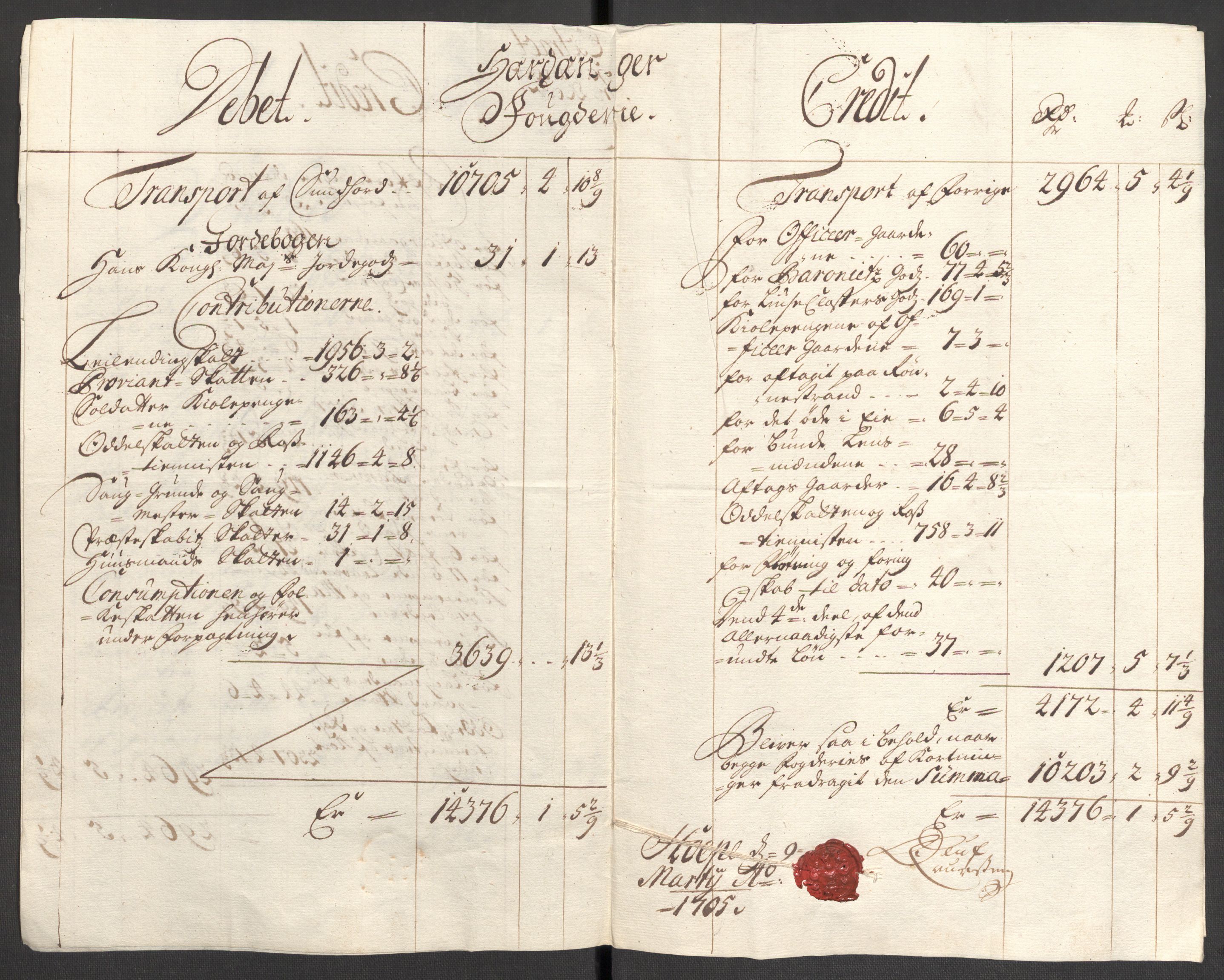 Rentekammeret inntil 1814, Reviderte regnskaper, Fogderegnskap, AV/RA-EA-4092/R48/L2983: Fogderegnskap Sunnhordland og Hardanger, 1705, p. 42