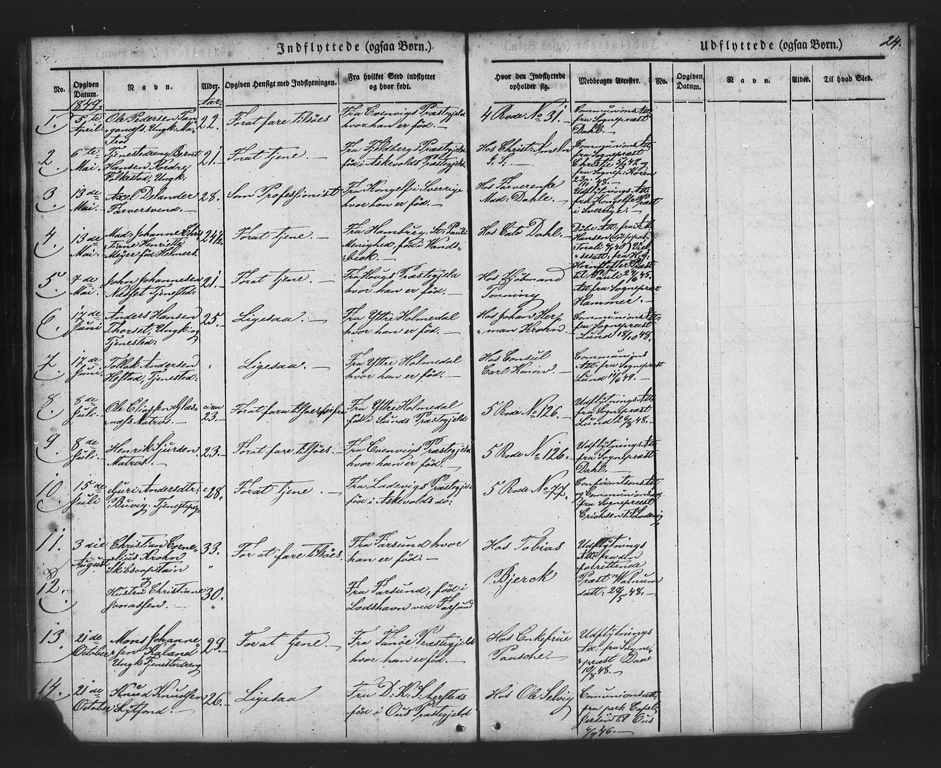 Nykirken Sokneprestembete, SAB/A-77101/H/Haa/L0049: Parish register (official) no. G 1, 1838-1860, p. 24