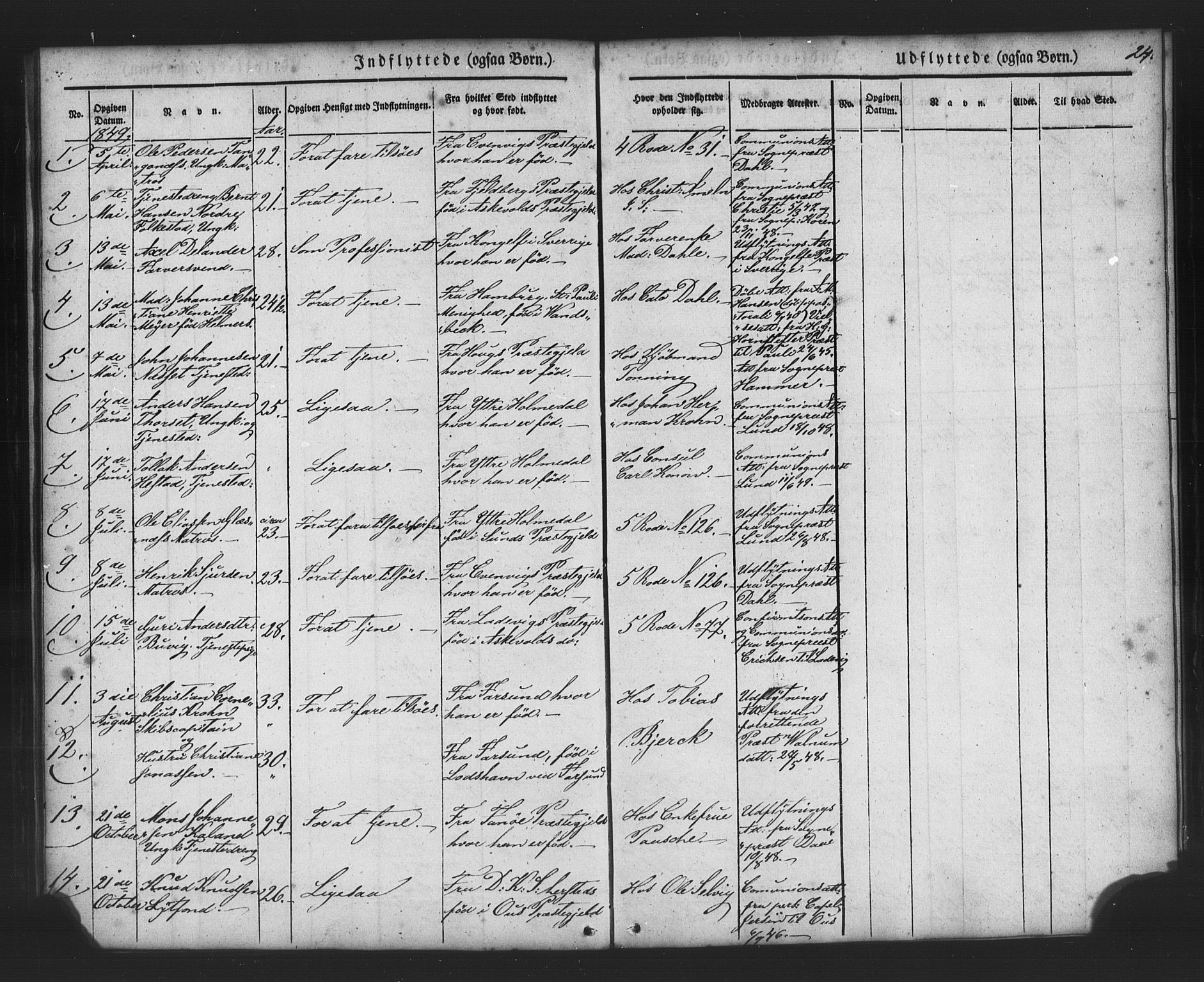 Nykirken Sokneprestembete, AV/SAB-A-77101/H/Haa/L0049: Parish register (official) no. G 1, 1838-1860, p. 24