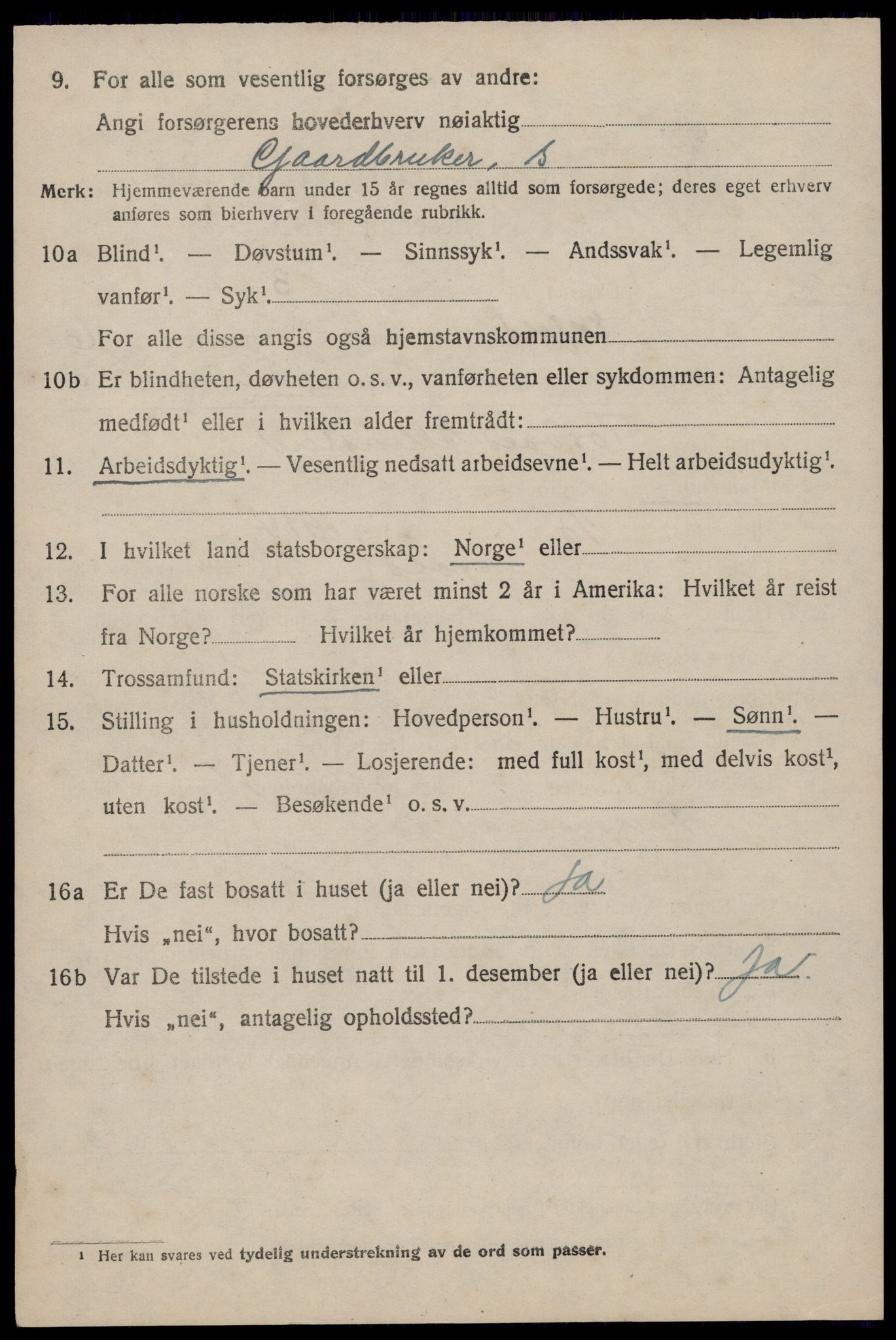 SAST, 1920 census for Skjold, 1920, p. 3165